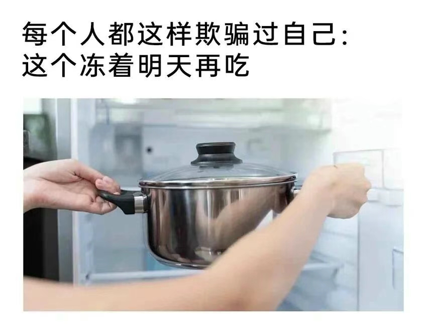 冻起来，然后过几天放坏了再扔。。memes