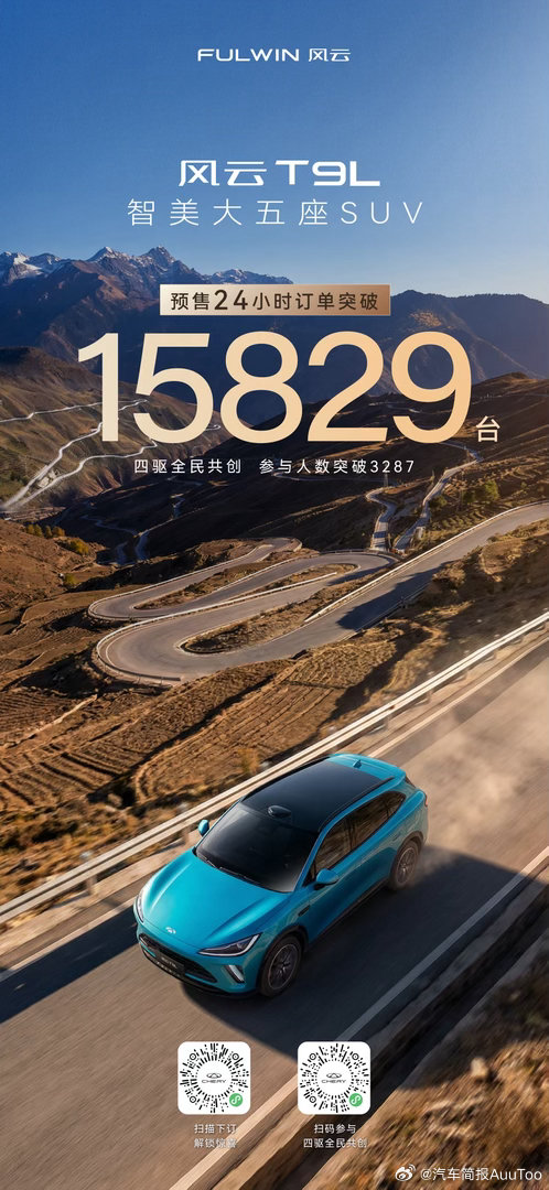 感恩每一份信任风云T9L预售24小时订单突破15829台期待我们相见那一天不会太