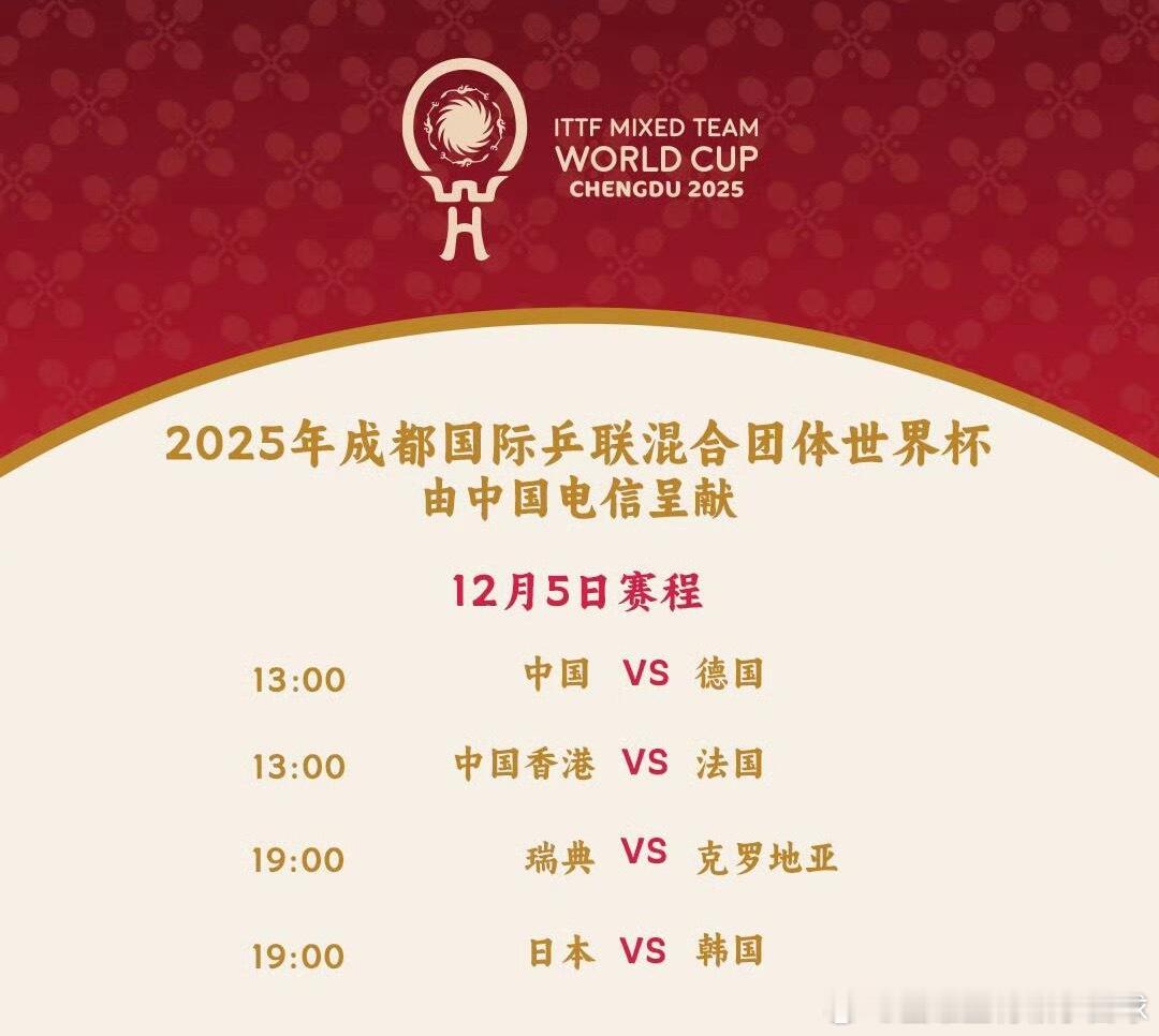 混团世界杯12月5日赛程乒出精彩 12月5日全日赛程13:00 T1 中国🇨?