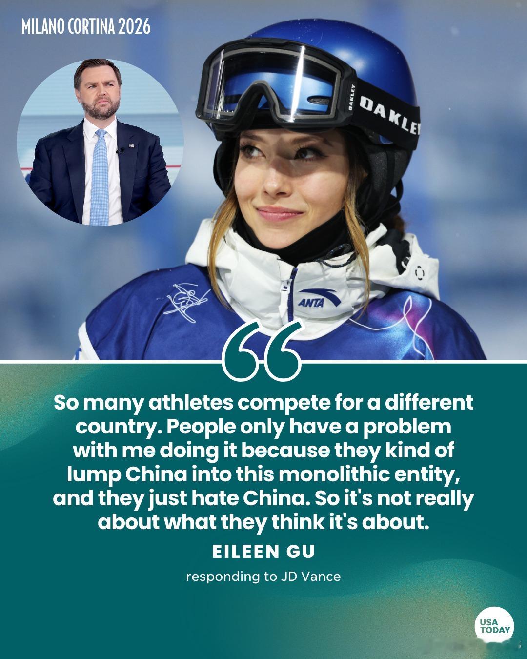 谷爱凌(Eileen Gu)自己都没否认她有美国国籍，这里一群人上赶着给她否认，