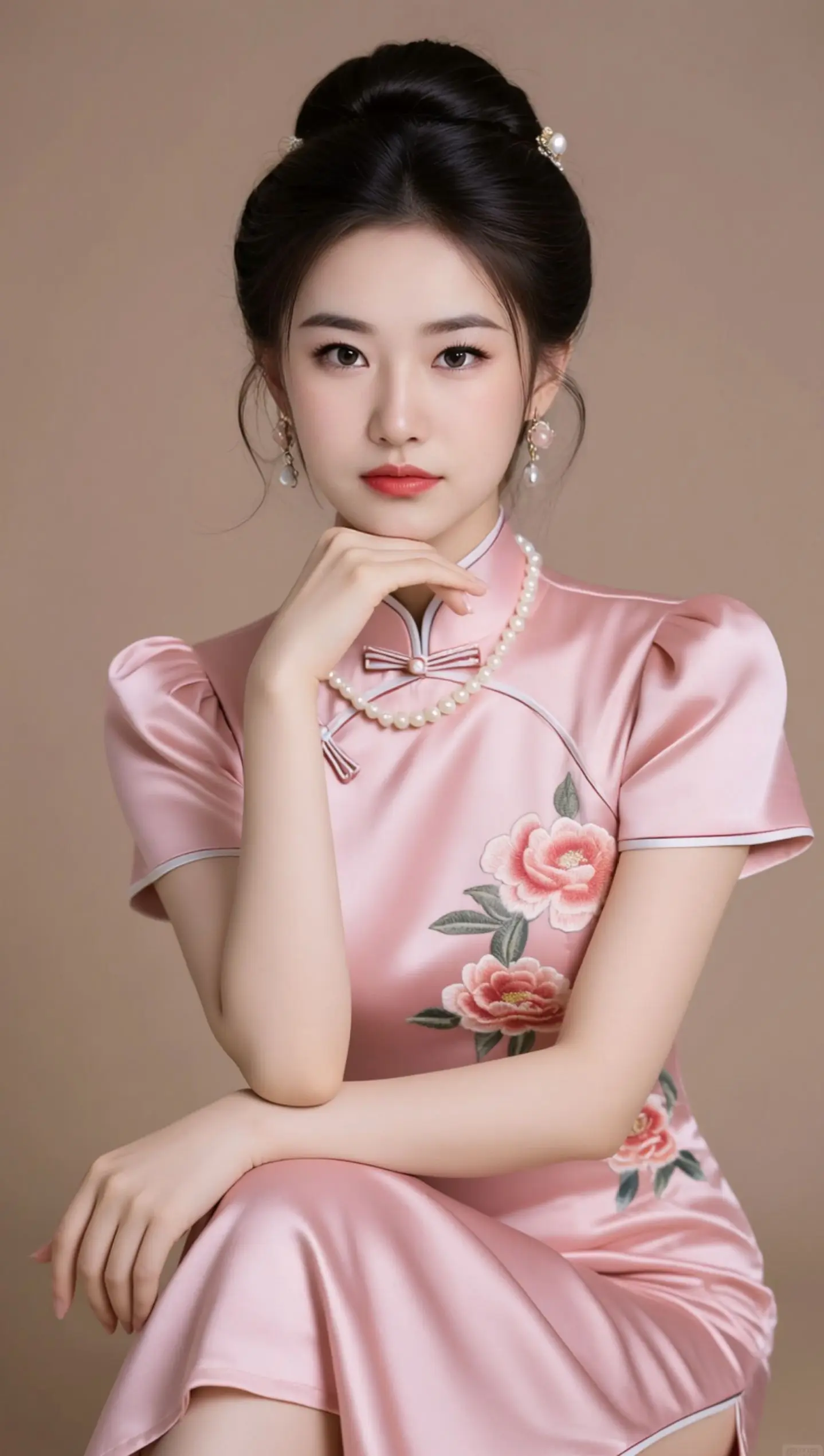 AI粉缎旗袍照 ai创作