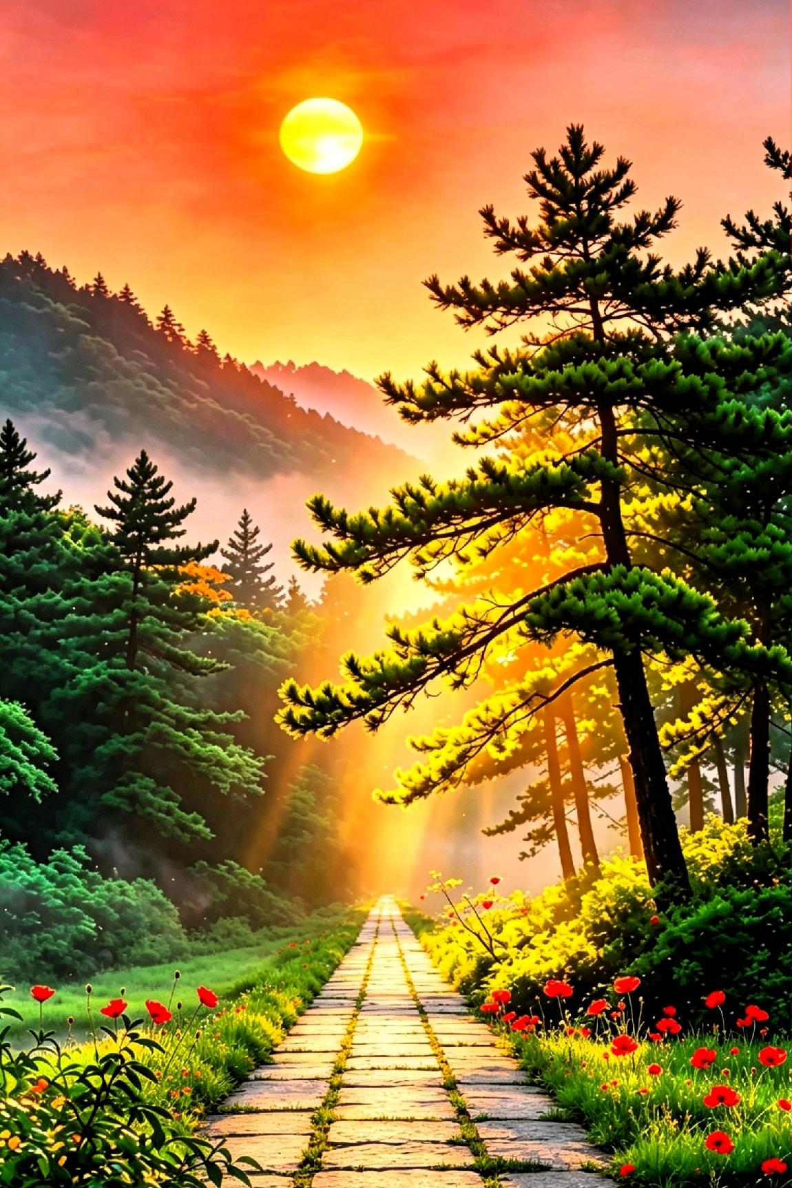 —— 《晚霞青山》
 
落日归山，晚霞入怀！
 
人间至美，莫过于黄昏暮色。
落