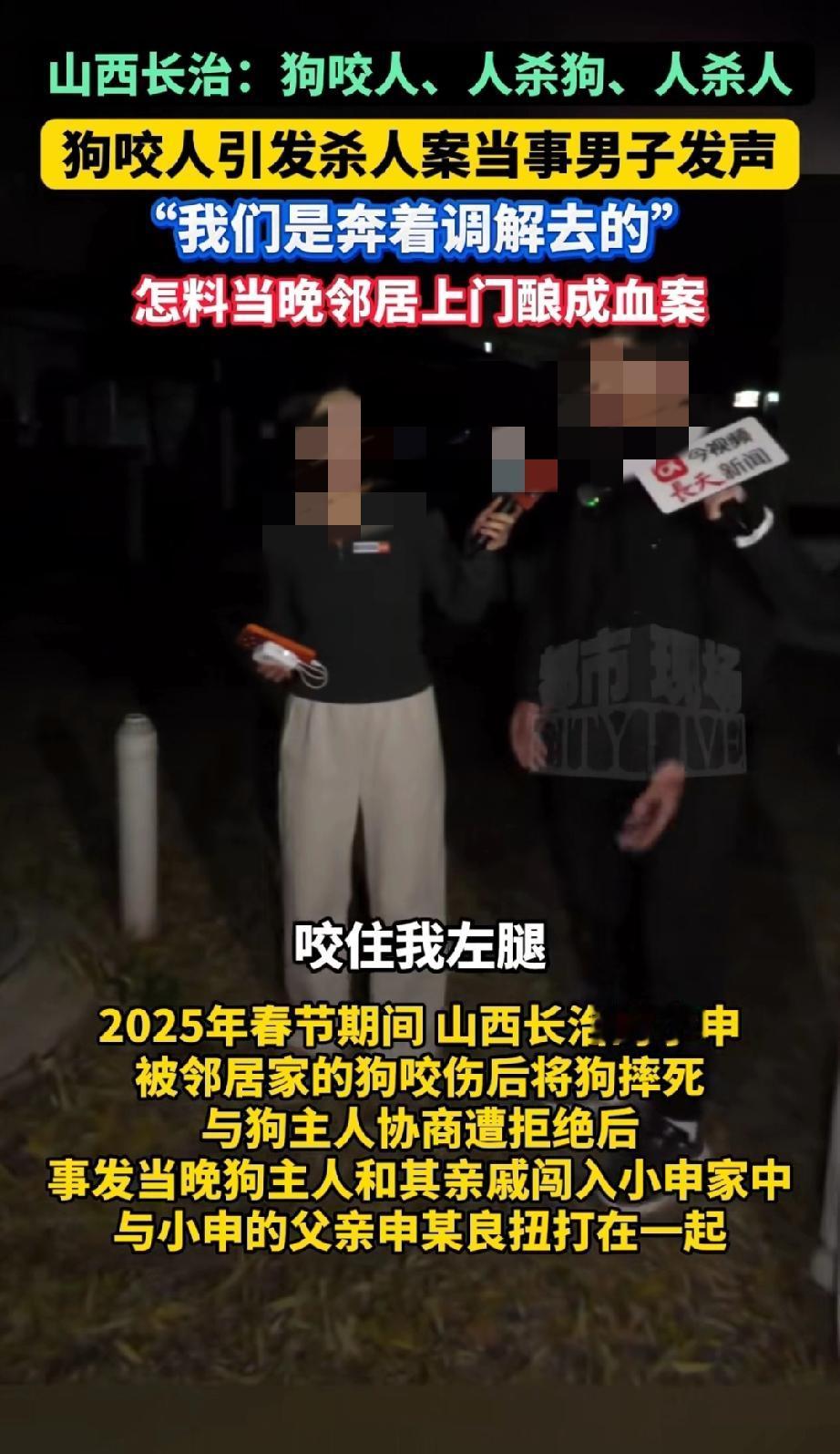 狗咬人后，狗被摔死，狗主人上门理论被反杀，当事人接受采访时表示“我们是奔着调解去