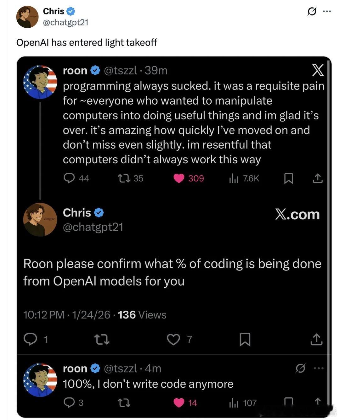 【当编程不再需要亲手敲代码】OpenAI研究员roon最近在推特上引发了一场关于