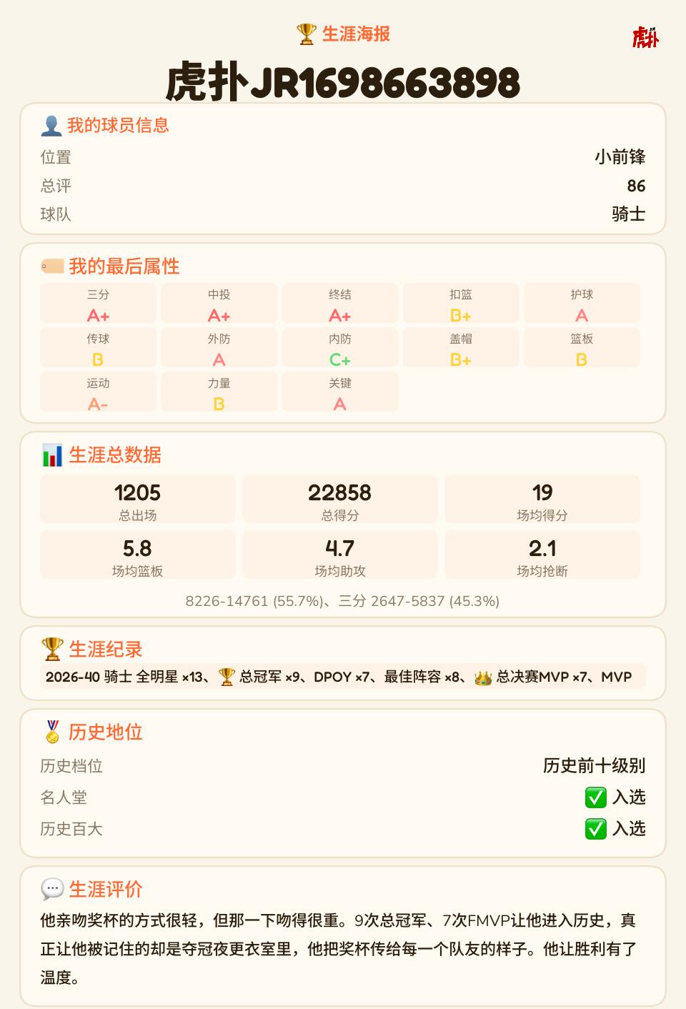 阿克伦之子
九连冠以后再也没有能力值超过80的队友
空悲切