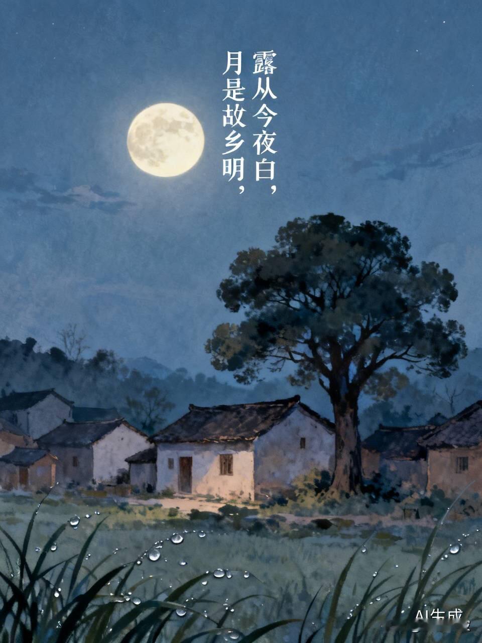 白露节气里最让我难忘的，是杜甫的《月夜忆舍弟》——尤其那一句“露从今夜白，月是故