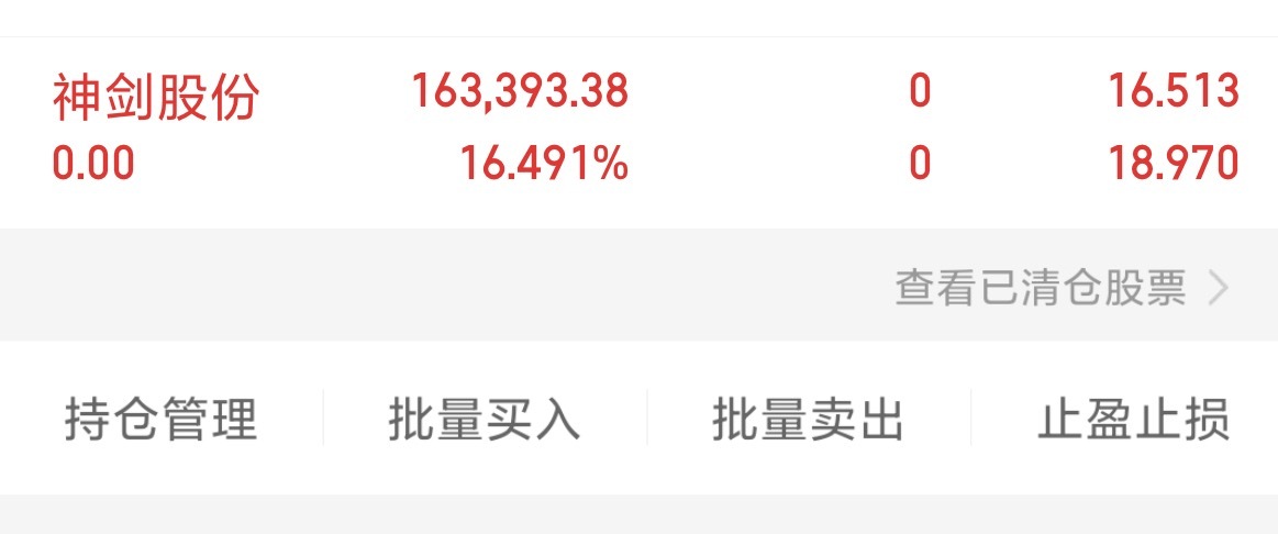 盈盈今天早上出了神剑股份，有跟盈盈吃肉的点个赞神剑股份 sz002361[股票]