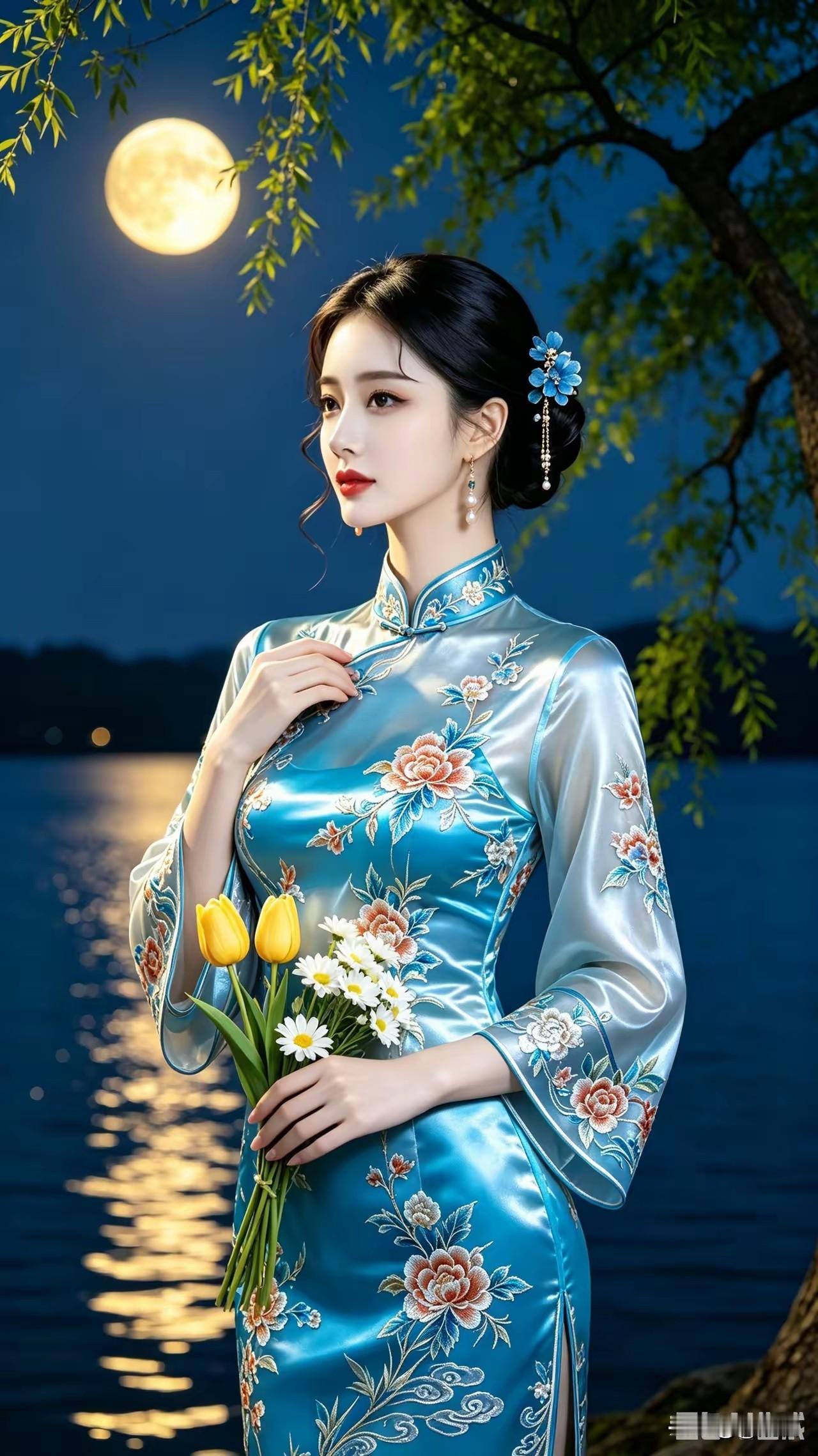 海上生明月，天涯共此时。
明月几时有，把酒问青天。不知天上宫阙，今夕是何年。但愿