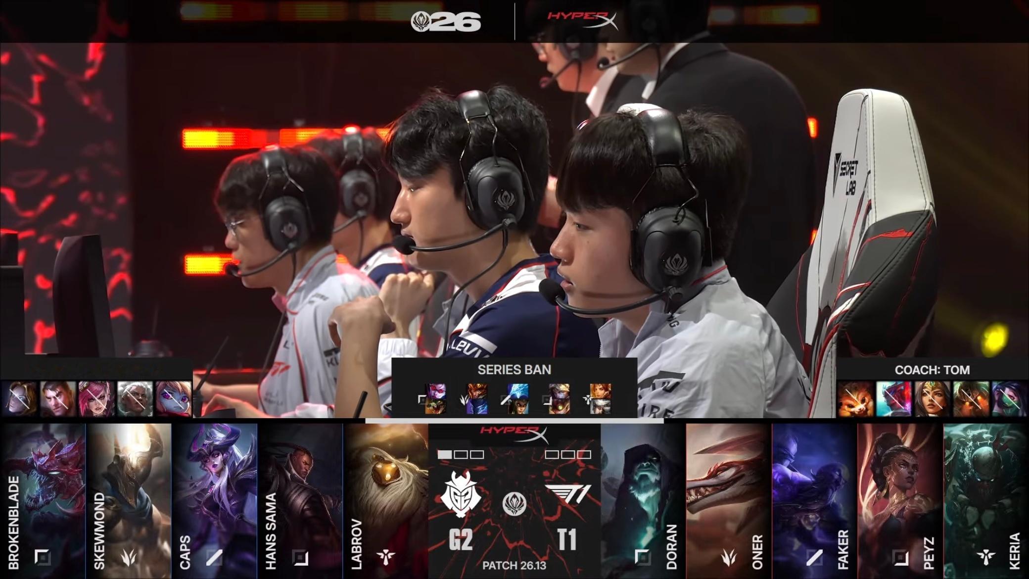 【2026MSI 】 GAME 02 vs G2第二局BP如下T1T1LOL
