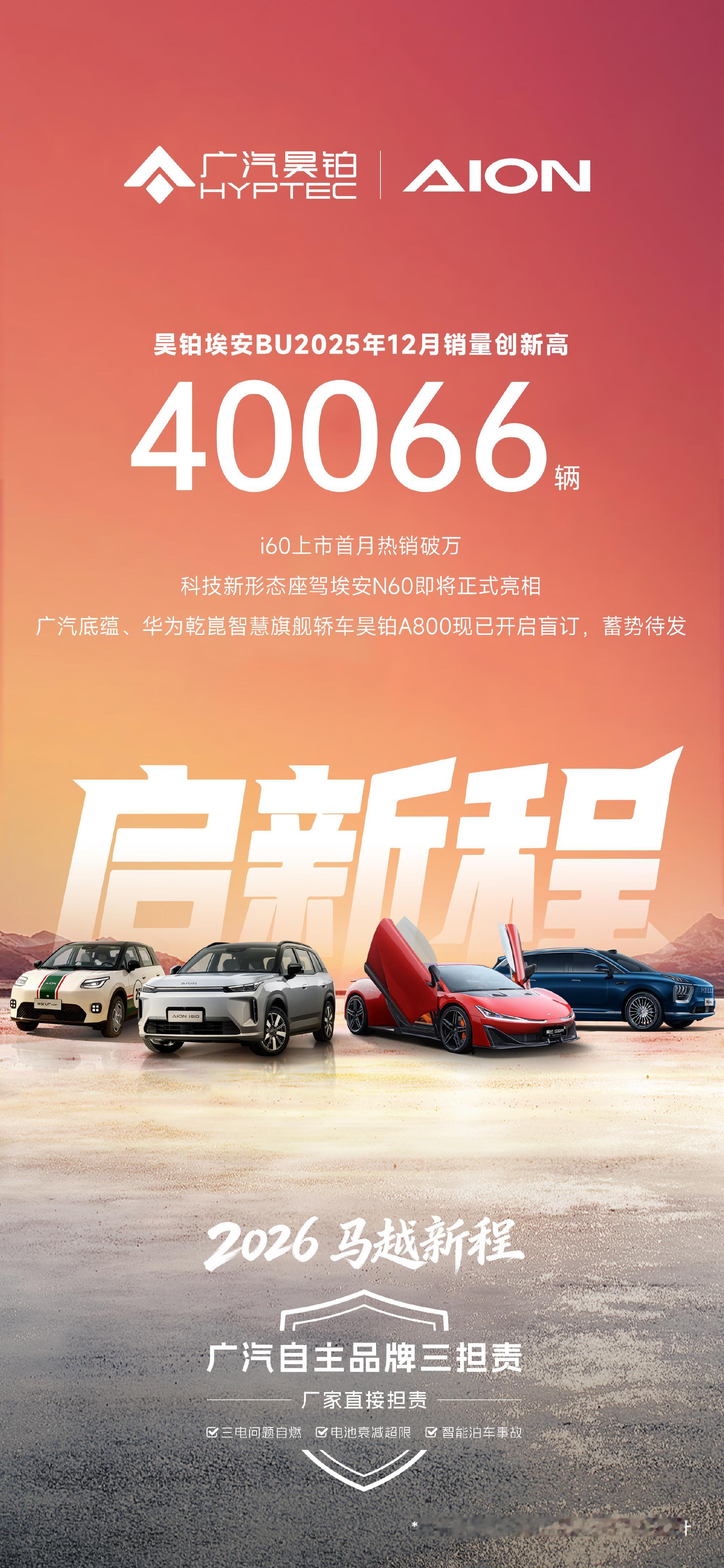 昊铂埃安BU2025年12月销量创新高40066辆 