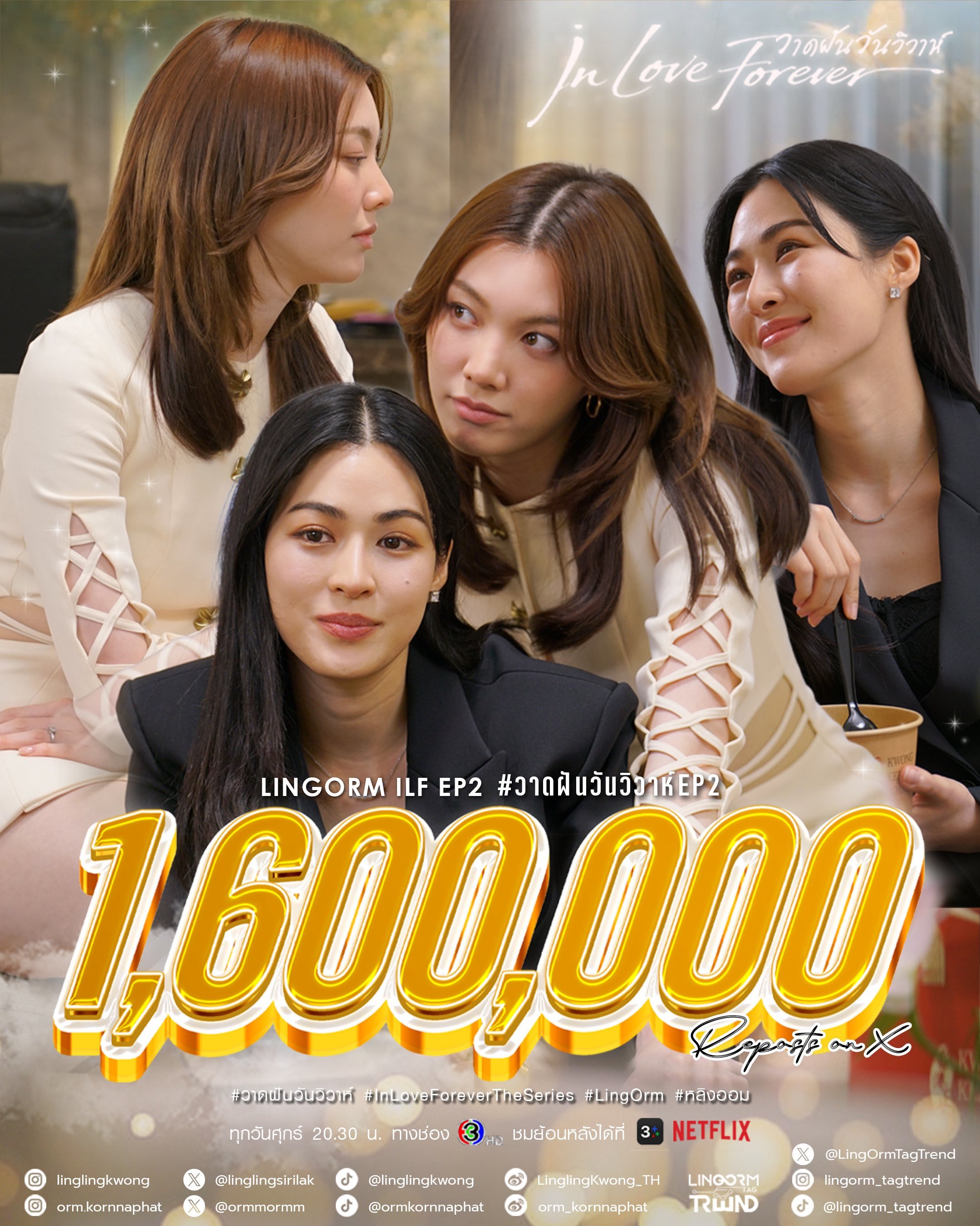 LingOrm泰剧绘梦婚礼LingOrm世一目前已经拿下1.6M泰趋世趋第一 1