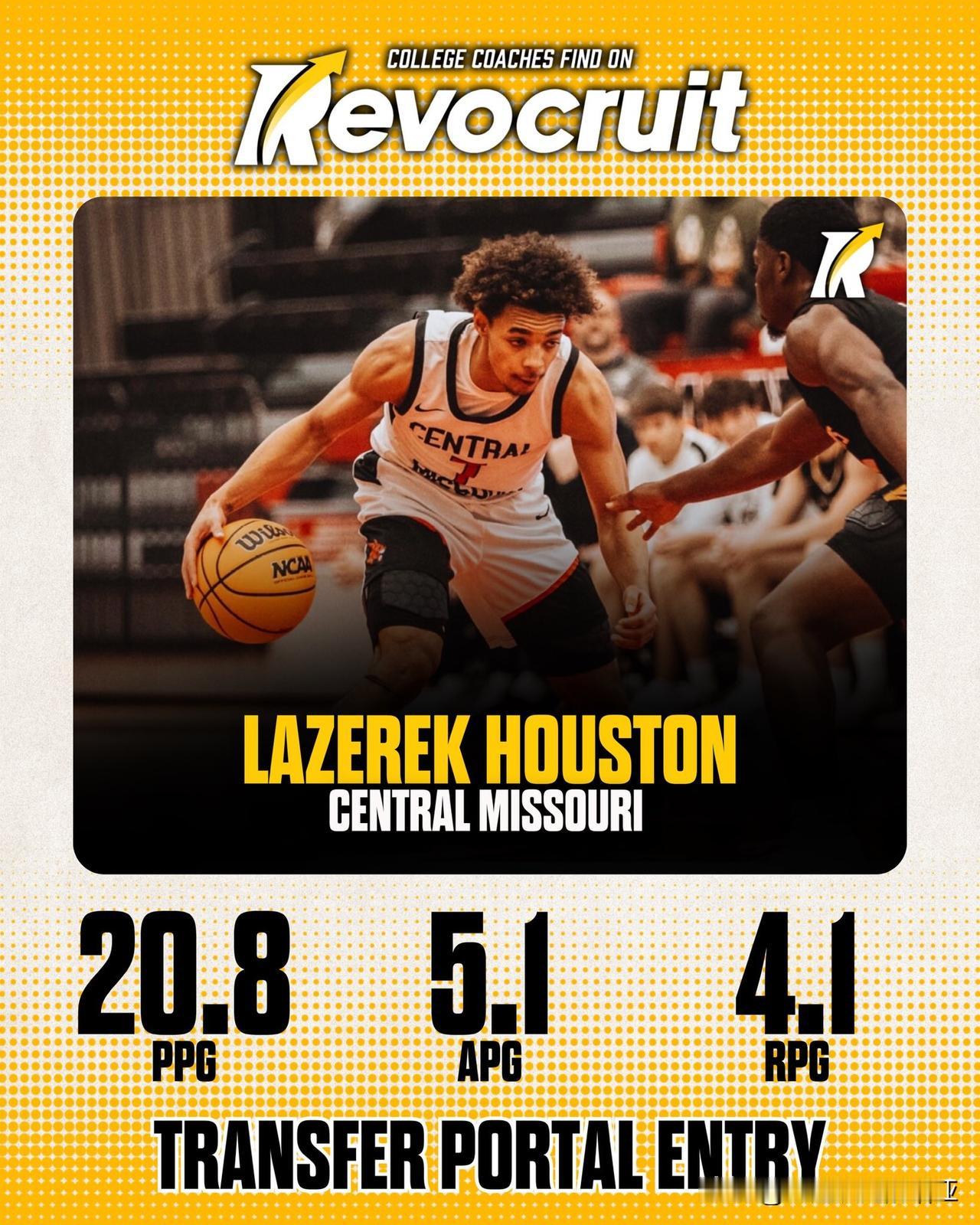 Central Missouri控卫Lazerek Houston将进入转学市场