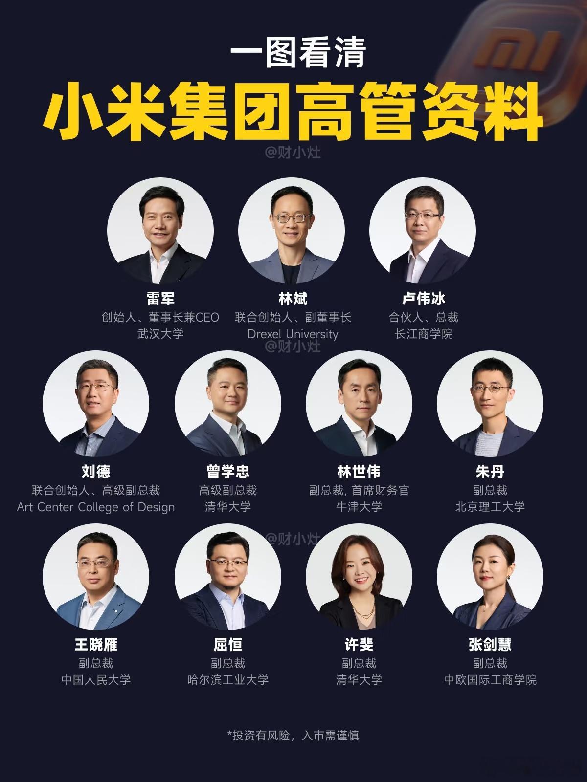 小米集团的精英管理团队，都是雷军总身边最重要的人[赞][赞][赞]互联网人物 ​