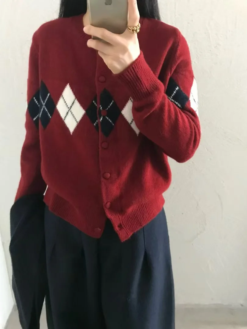 加厚菱格开衫太绝了‼️秋冬复古感拿捏🫴
