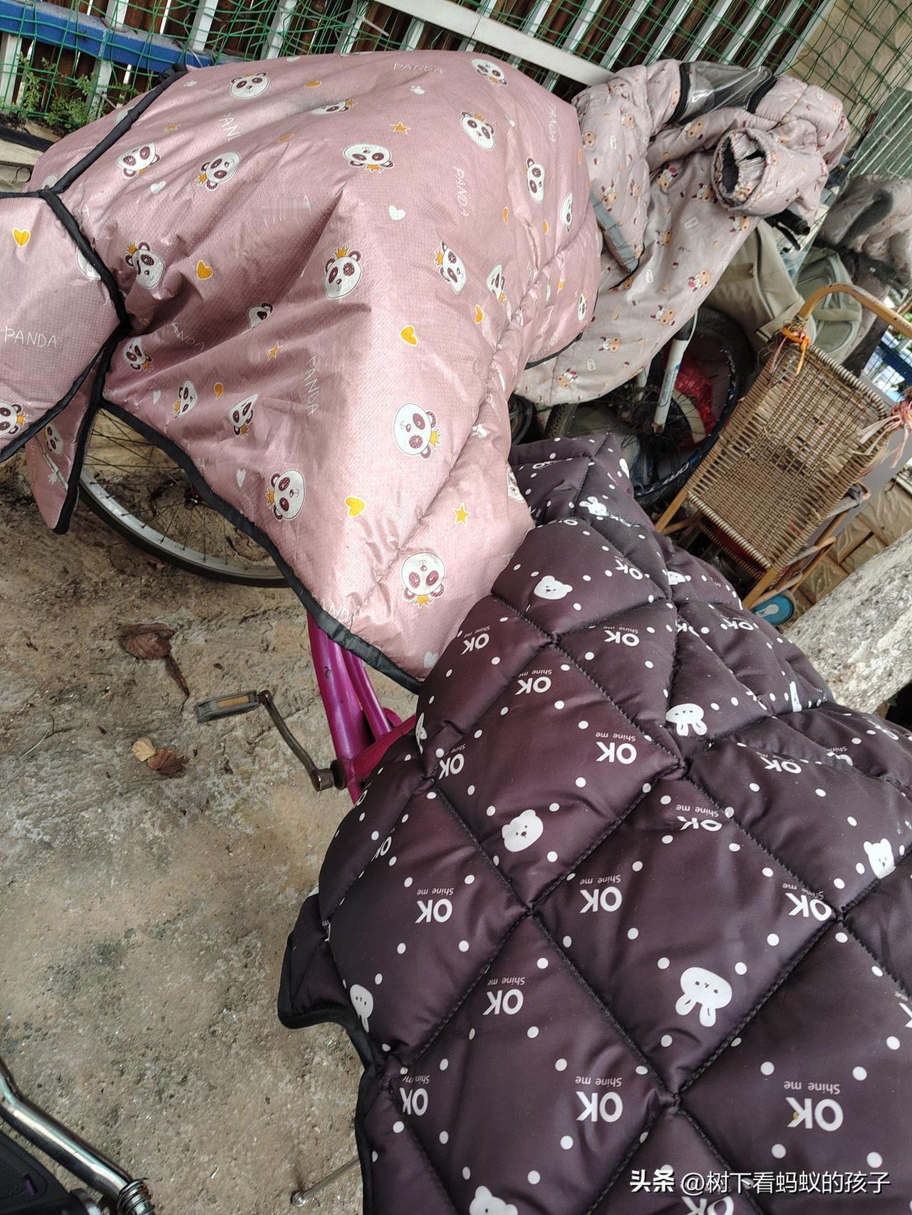老太太真讲究，自行车保护得像豪车。
这是一辆普通的自行车，比较旧了，可是主人对它
