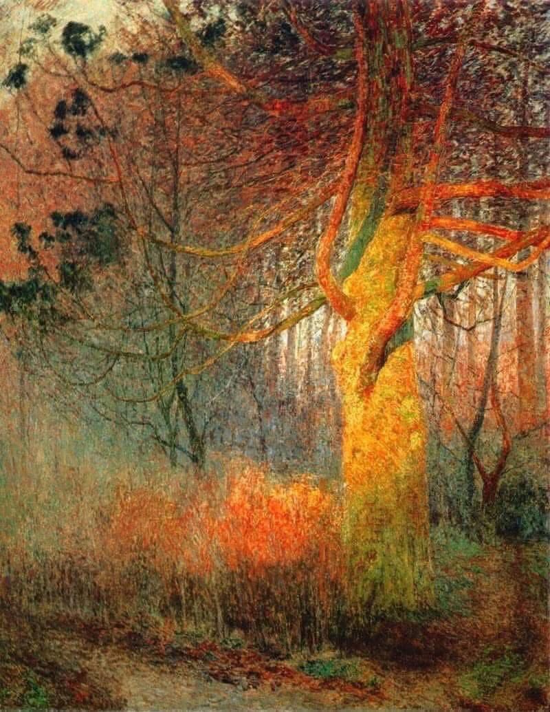 阳光下的树，1900年，比利时画家Emile Claus ​​​