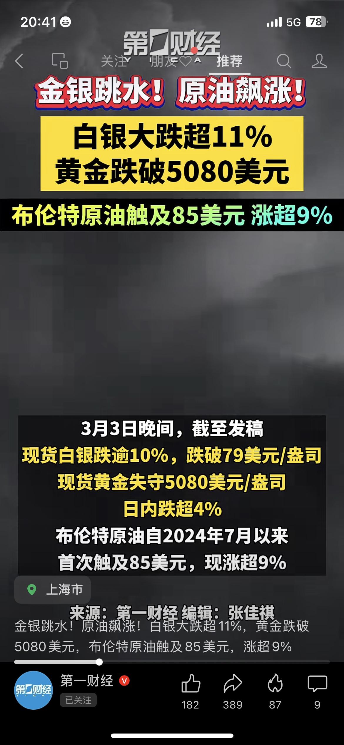 我今天盯着盘面看了一上午，越看越心慌。
布伦特原油暴涨超9%，白银直接跳水11%