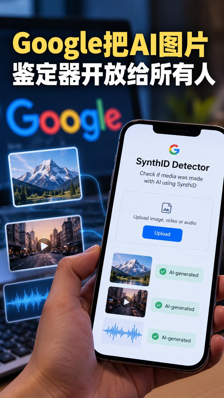 Google把AI图片鉴定器开放给所有人
Google 10月7日正式把 Syn
