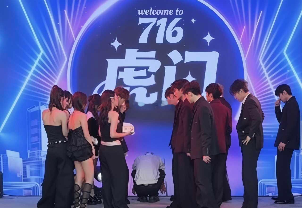 虎门低头演得真，716的粉丝没走心姿势摆得挺到位，就是眼神不诚恳背景打的挺耀眼，
