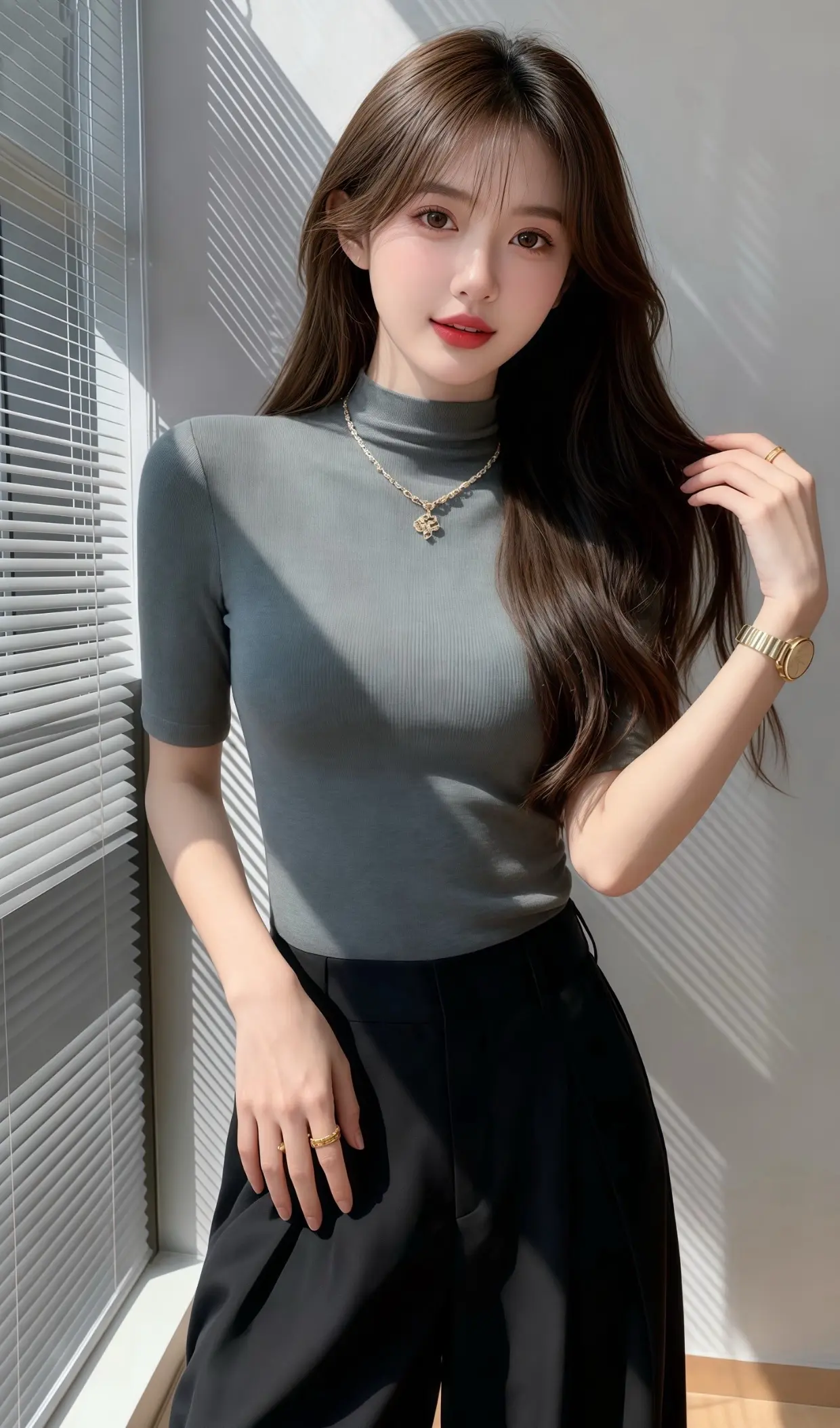 ❤️半高领中袖打底衫。
