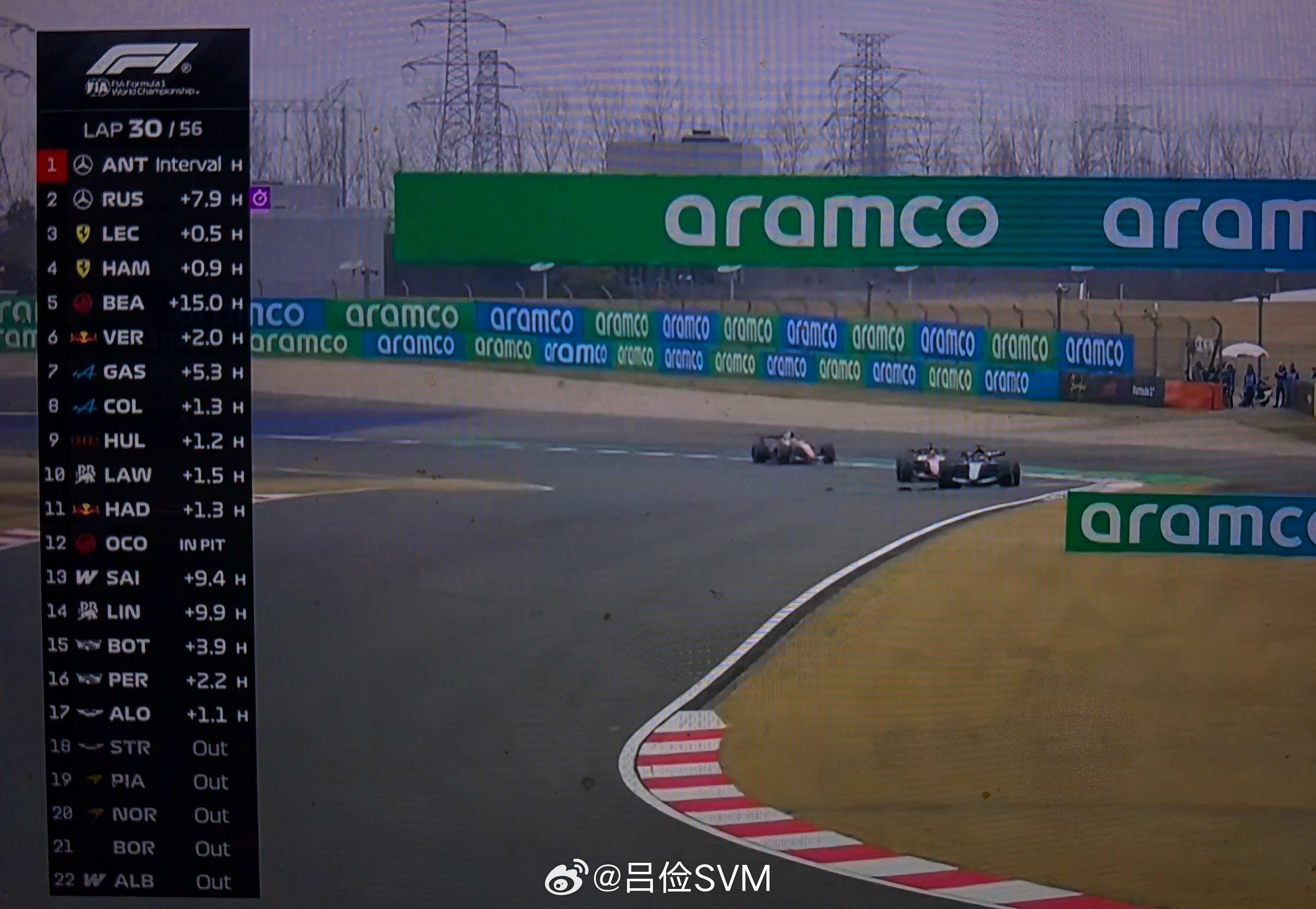 今天梅奔太快了，双车领跑，刚刚与法拉利的缠斗精彩。F1迈凯轮双车退赛