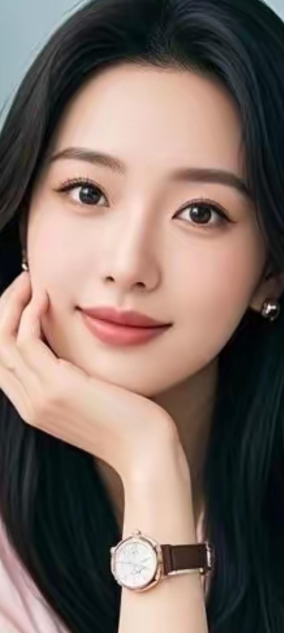 温柔甜美的少女，微笑中透着优雅与自信。