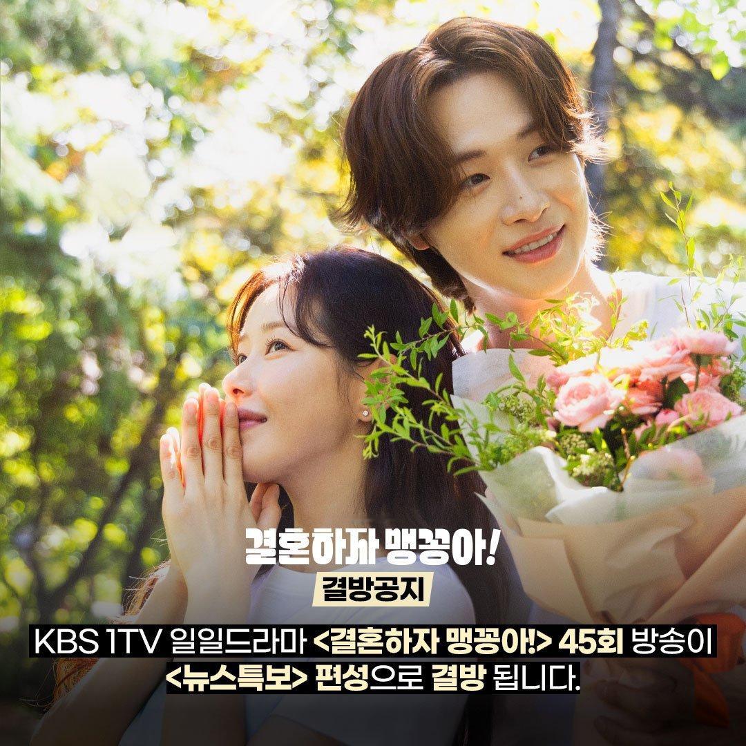 停播公告KBS 1TV日日剧《 结婚吧，笨蛋啊！ 》第45集因《新闻特别报道》编