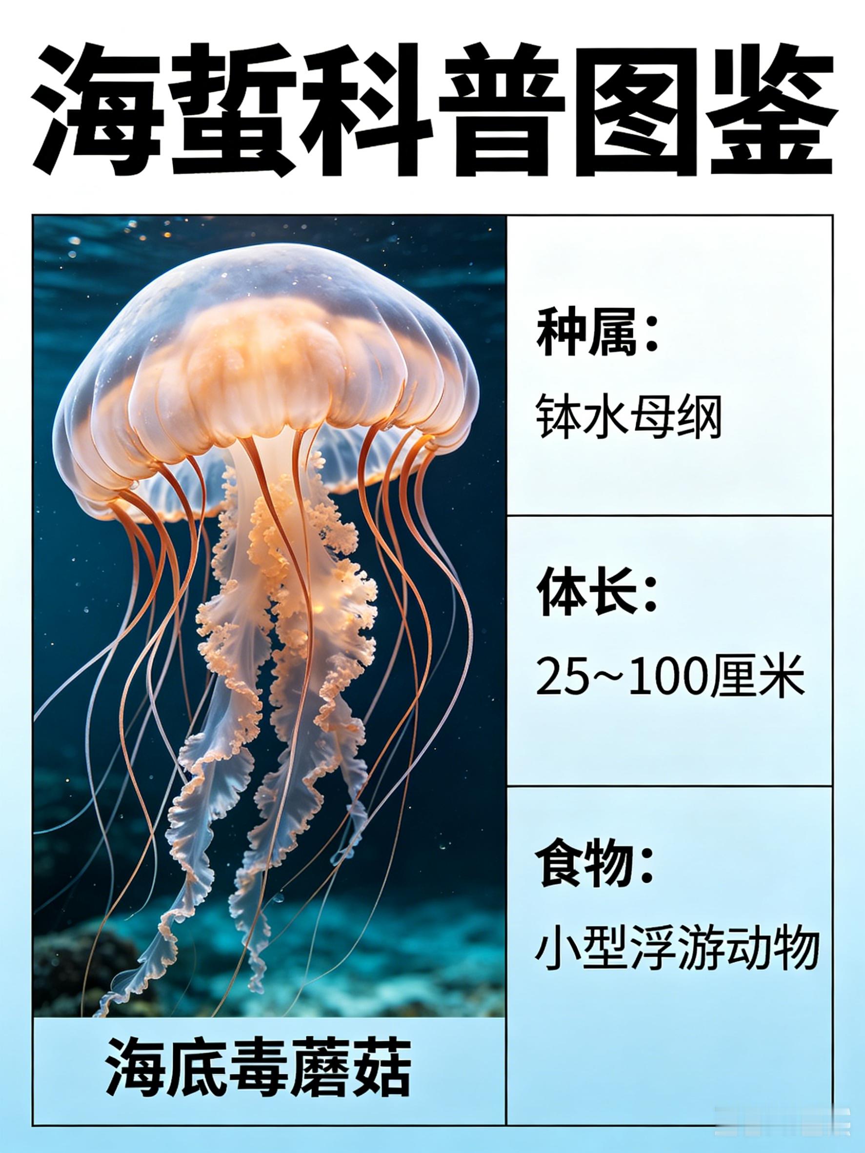 海洋朋友圈 海蜇海洋档案种　属：钵水母纲体　长：25～100厘米食　物：小型浮游