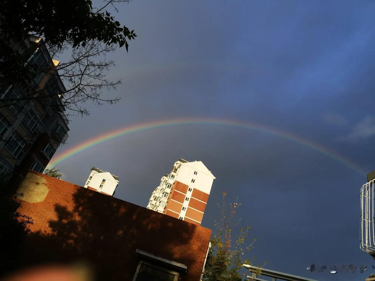 首发原创/刘忠学
七律/彩虹🌈
某年某月某一天，无意之中惊喜现。
太阳雨下双虹
