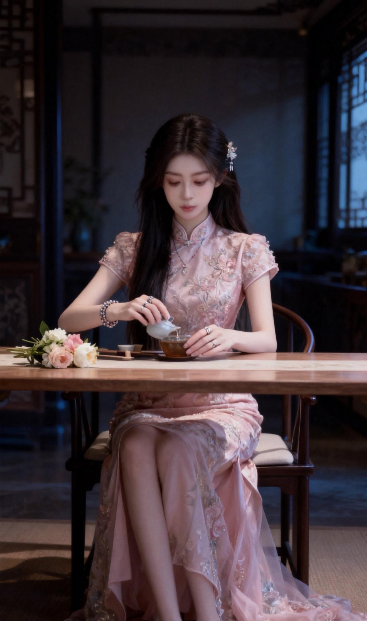 《晚茶》

巷尾的茶坊总是藏在梧桐树荫里，林知夏推开门时，铜铃轻响，一股陈茶的沉