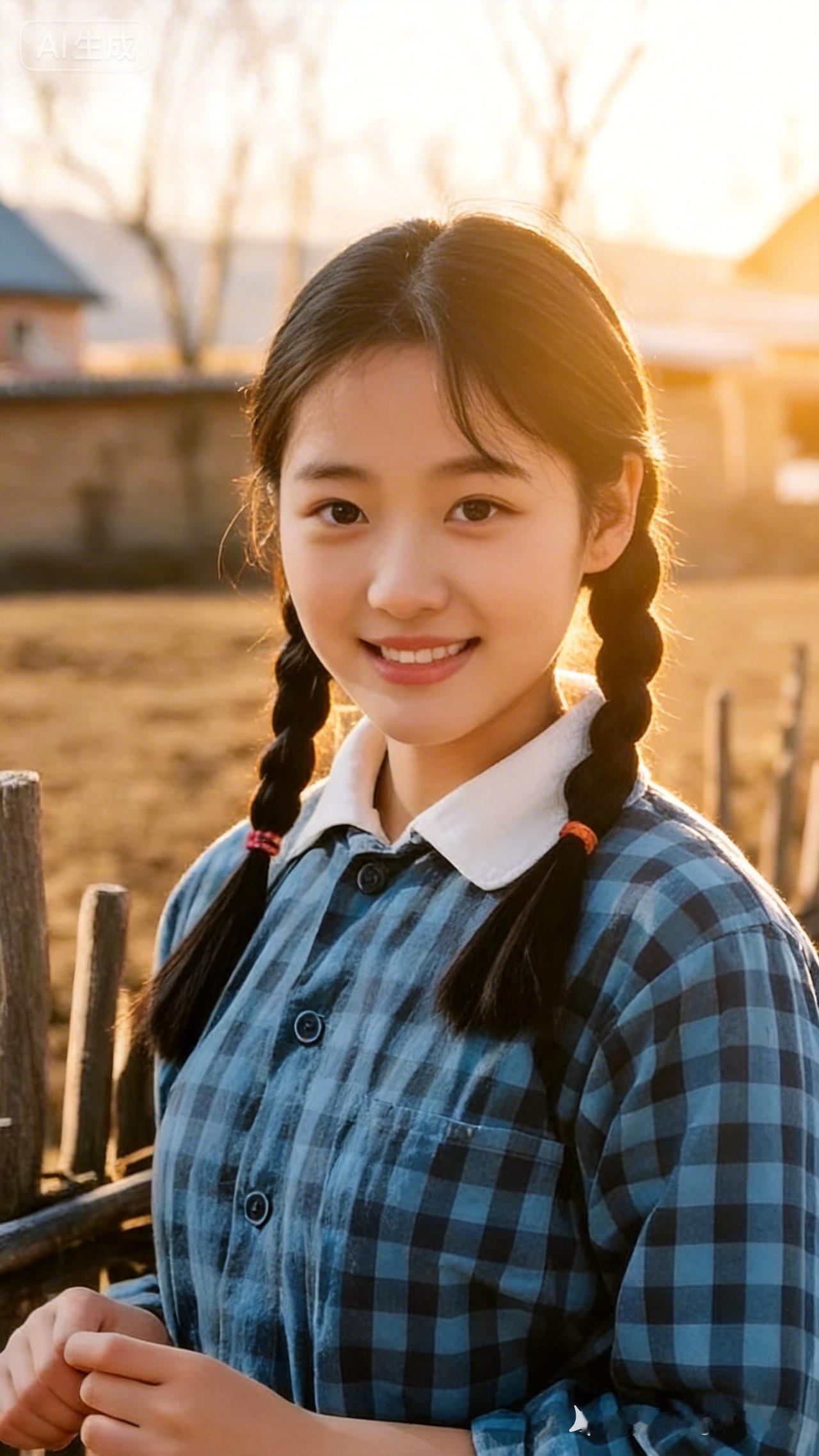 阳光下的少女，微笑如初，岁月静好。