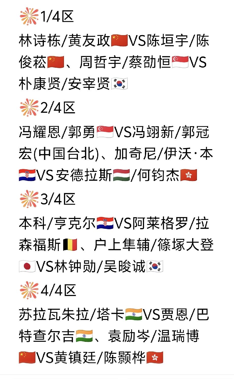 [融化][融化]陈垣宇/陈俊菘🇨🇳首轮对阵林诗栋/黄友政🇨🇳！
国乒选手