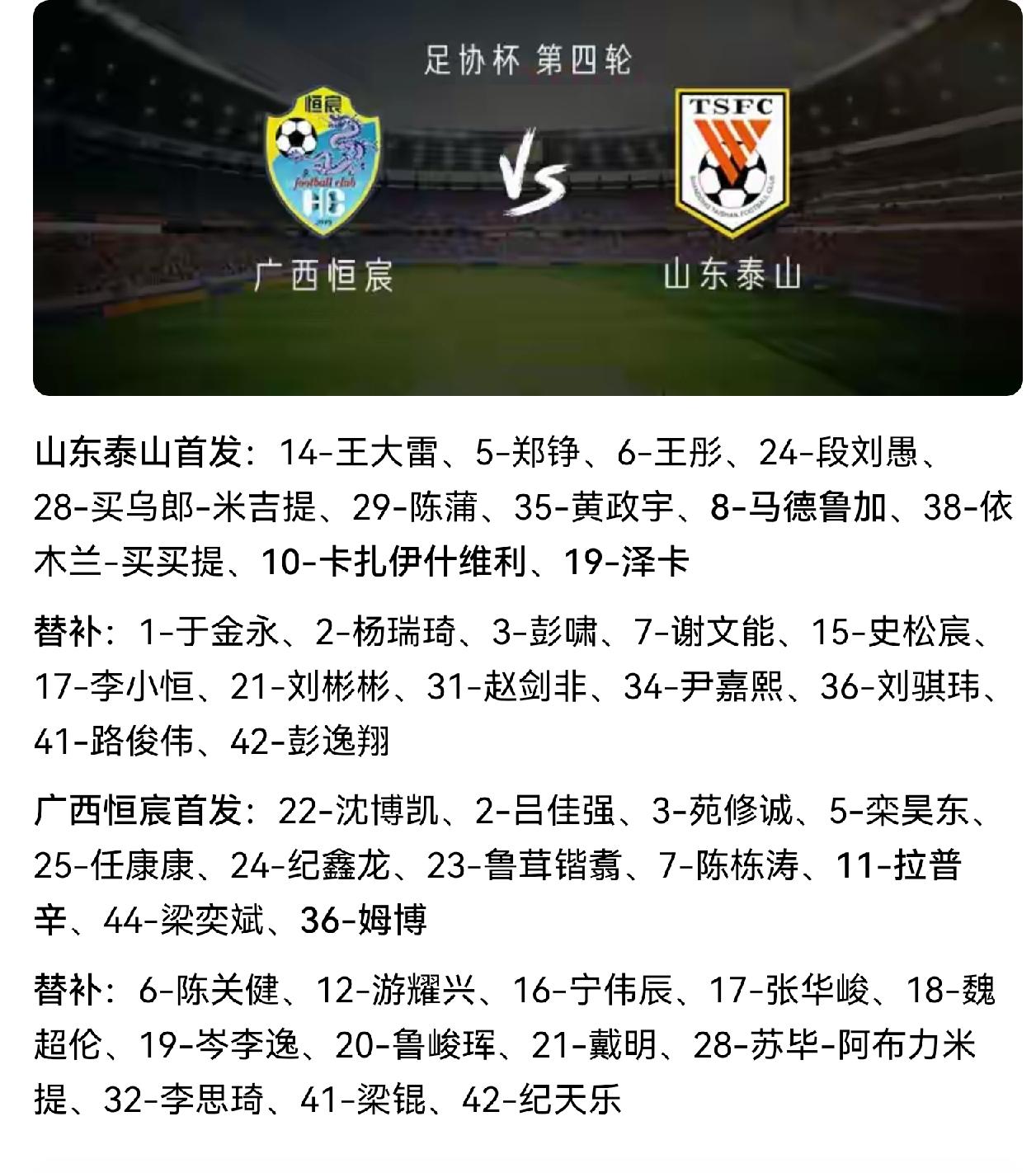 终于看到买乌郎的名字了，在与广西恒宸的足协杯首发名单里终于看到了久违了的买乌郎。