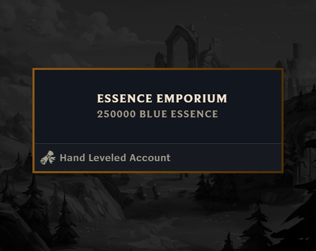 LOL全新“人工练级账号”称号！！该称号将于蓝色精萃商店上架，售价250000蓝