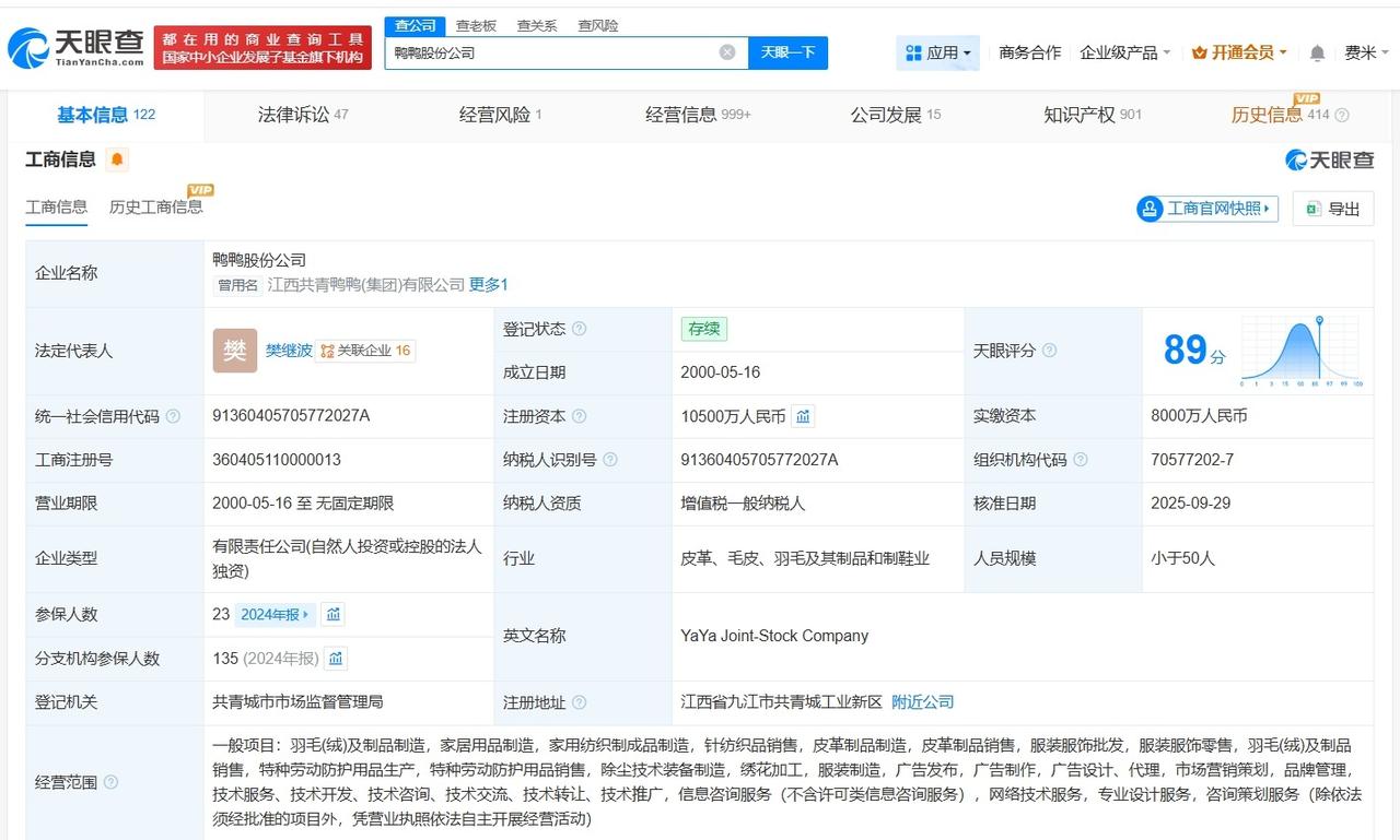 鸭鸭羽绒服涉多起买卖合同纠纷
鸭鸭羽绒服近期被丝芭传媒起诉 鸭鸭羽绒服对外投资7