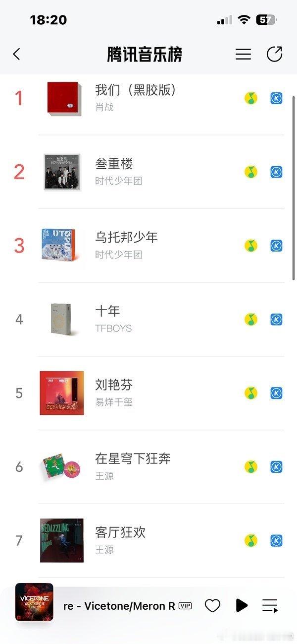腾讯音乐榜发的实体音乐专，肖战的《我们》依然稳居总榜第一，这个专辑还是24年出的