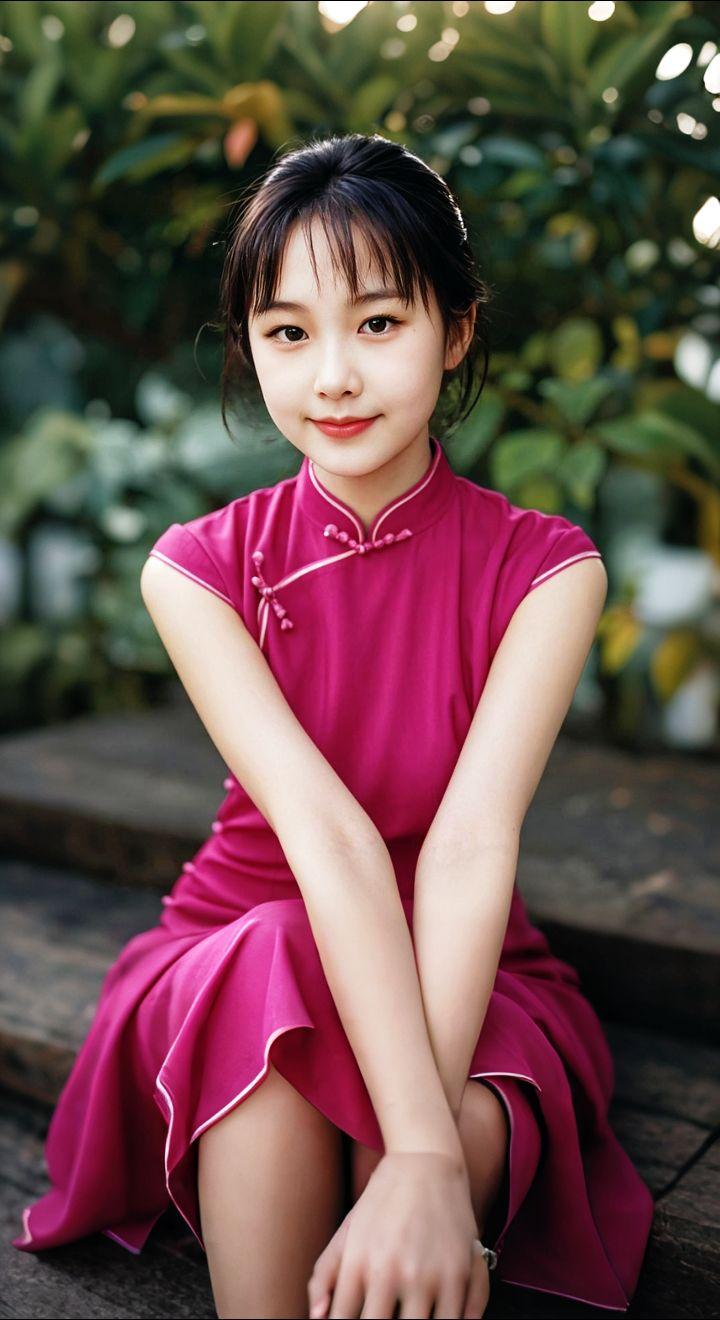 AI扩图 AI艳粉微笑