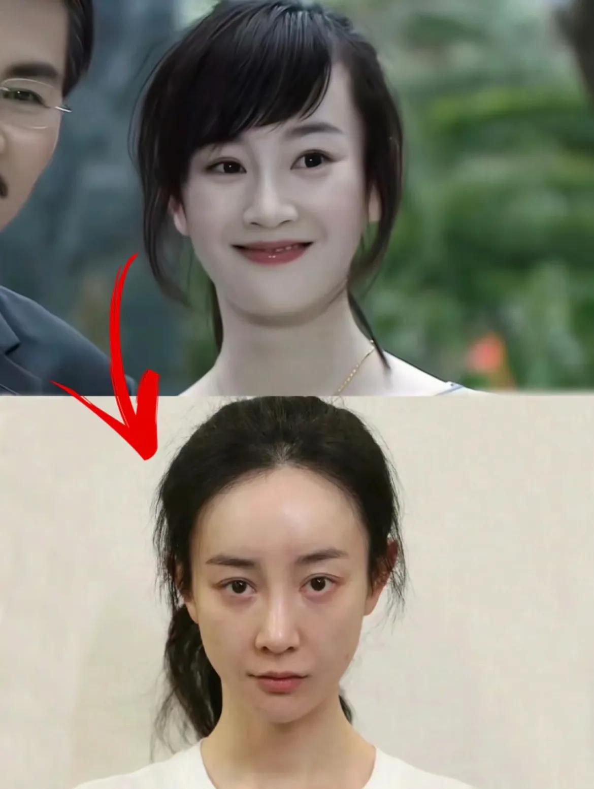 我去，第一次这么直观的感受到.....
她演杨真真的时候就觉得她脸上滑滑嫩嫩的，