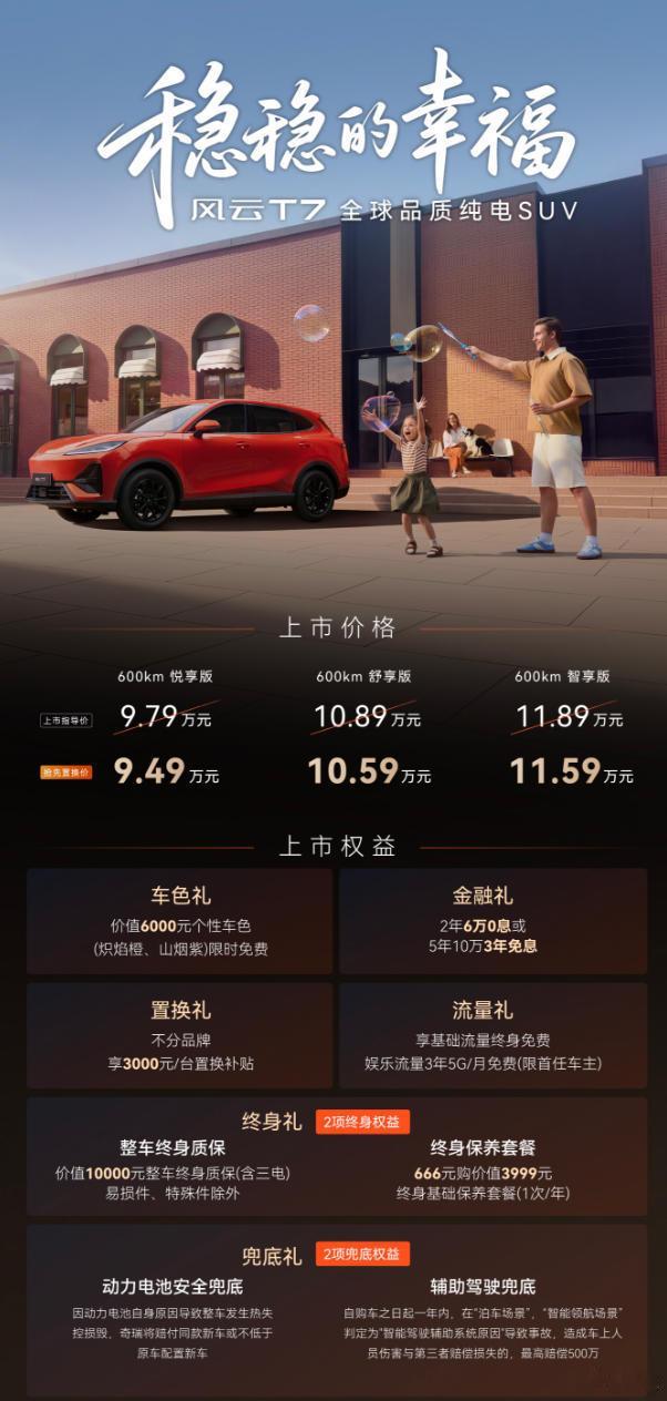 【奇瑞风云T7正式上市，抢先置换价9.49万起】日前，奇瑞风云T7正式上市，新车