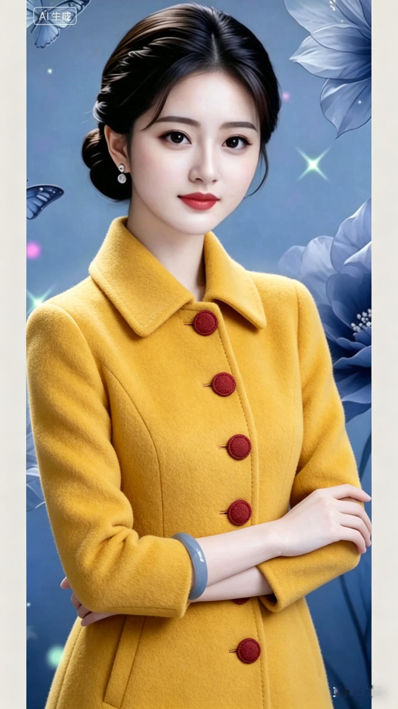温柔优雅，黄色大衣搭配，冬日暖阳下的美丽瞬间，评美女与众不同在那些方面: