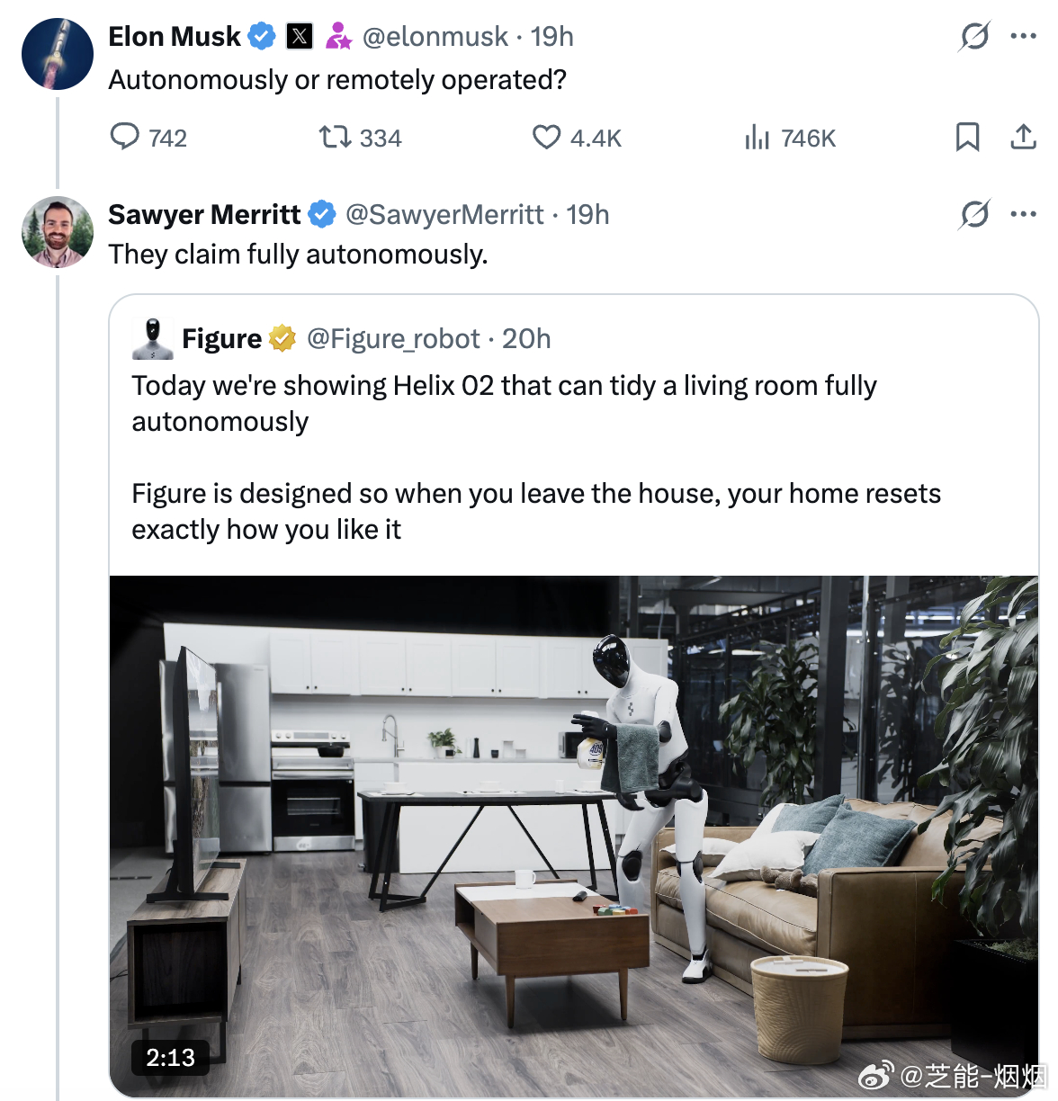 Figure AI 机器人展示自主做家务，动作灵活自然，引发行业关注；同时其机器