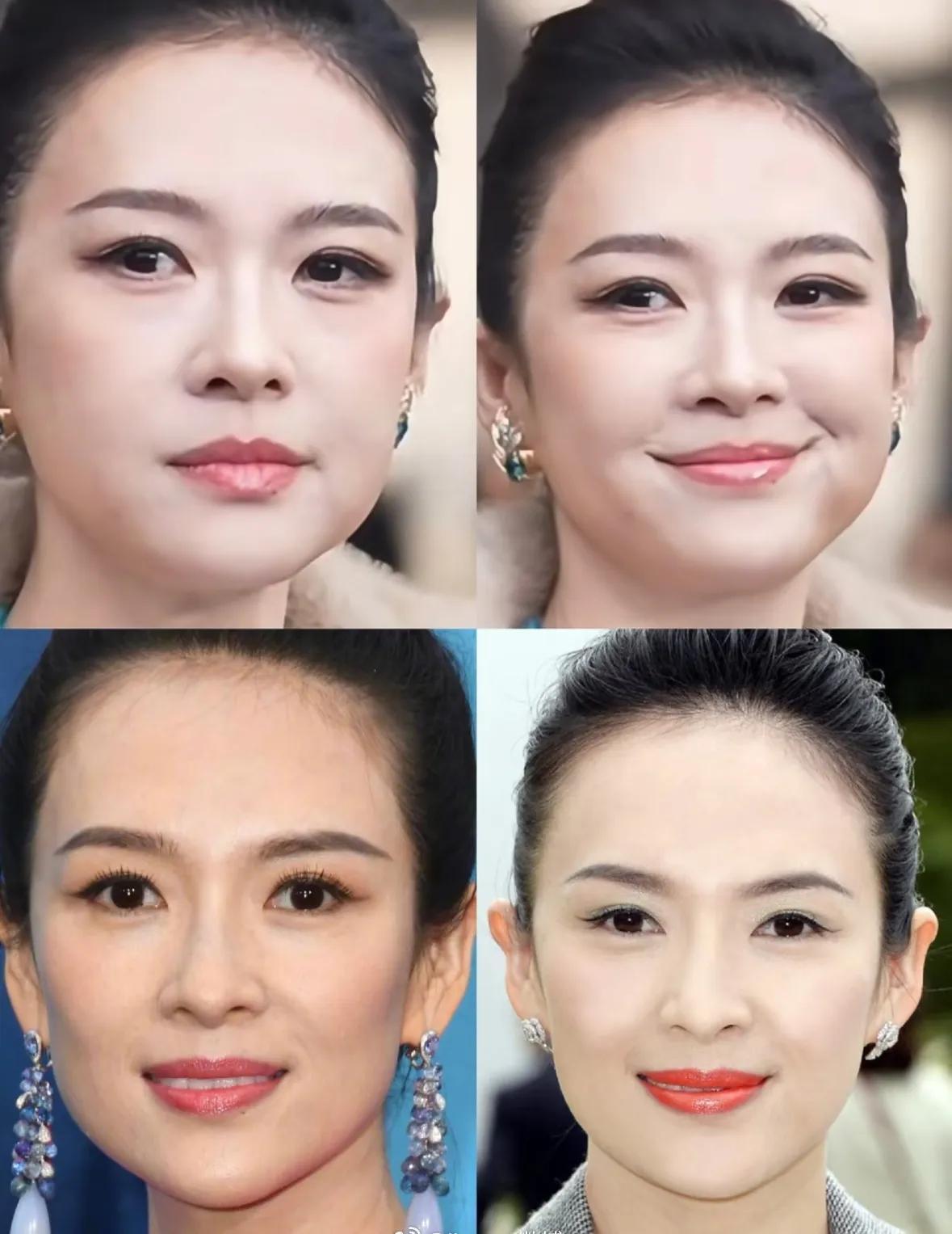 有人说章子怡脸变了，都快认不出来了，章子怡应该还是章子怡。
第一，眼神没变，应该