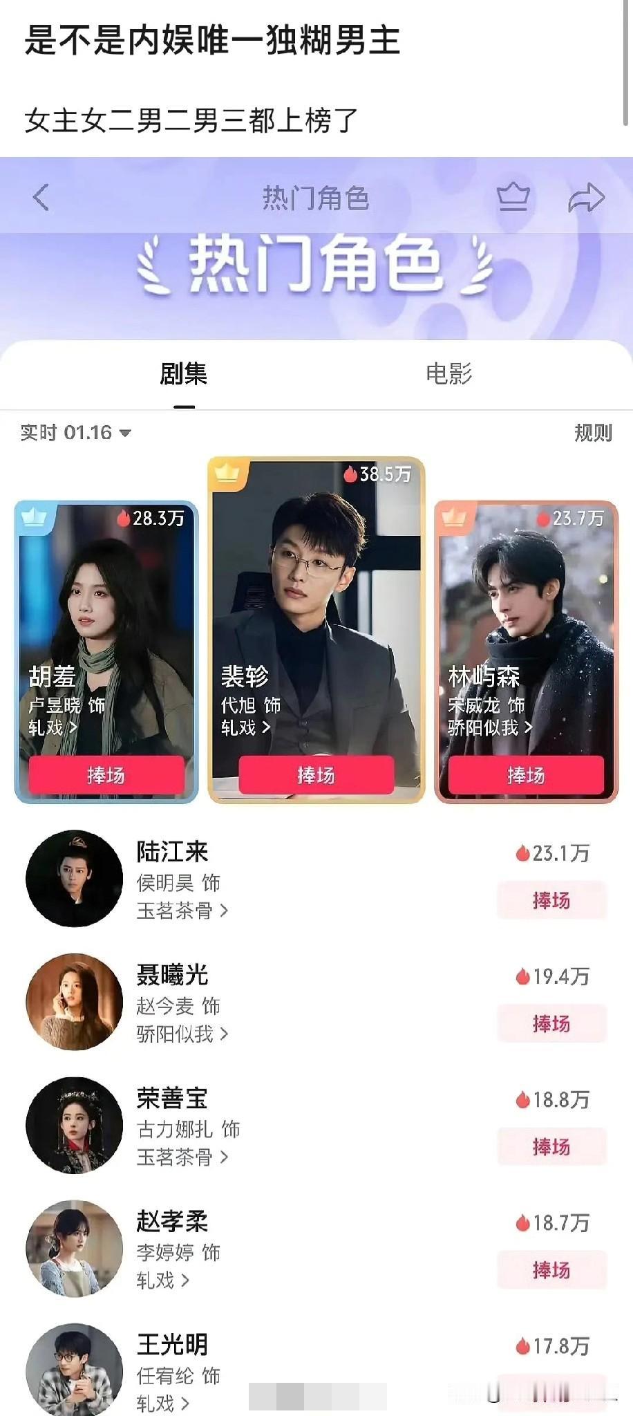 🫘人是不是偏爱配角啊？

上个月大生意人播出时，向涵之和朱亚文的角色热度，也是