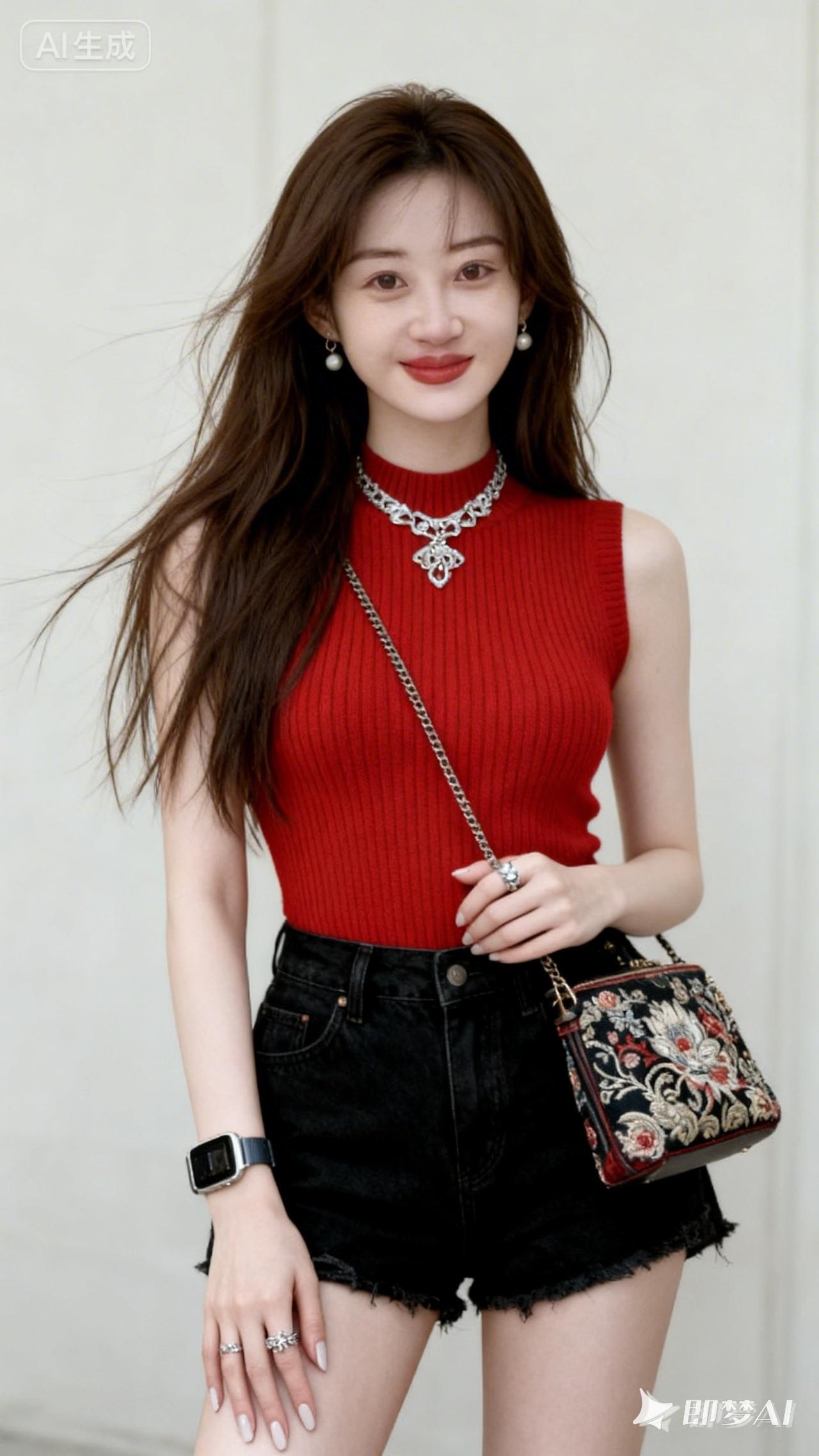 甜美红衣少女，时尚穿搭指南💖✨