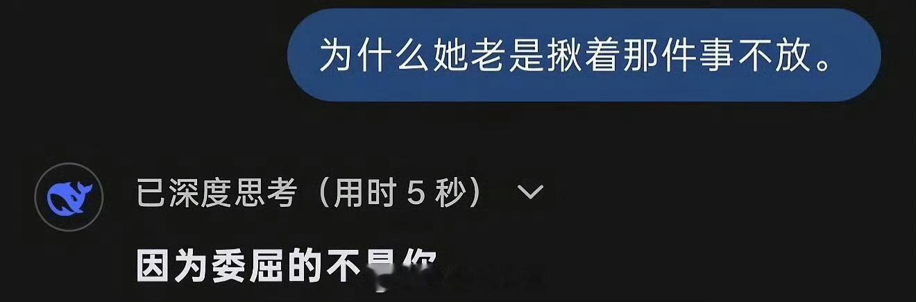 Deepseek神回复，其实我觉得Deepseek说得挺对的，她一直揪着那件事，