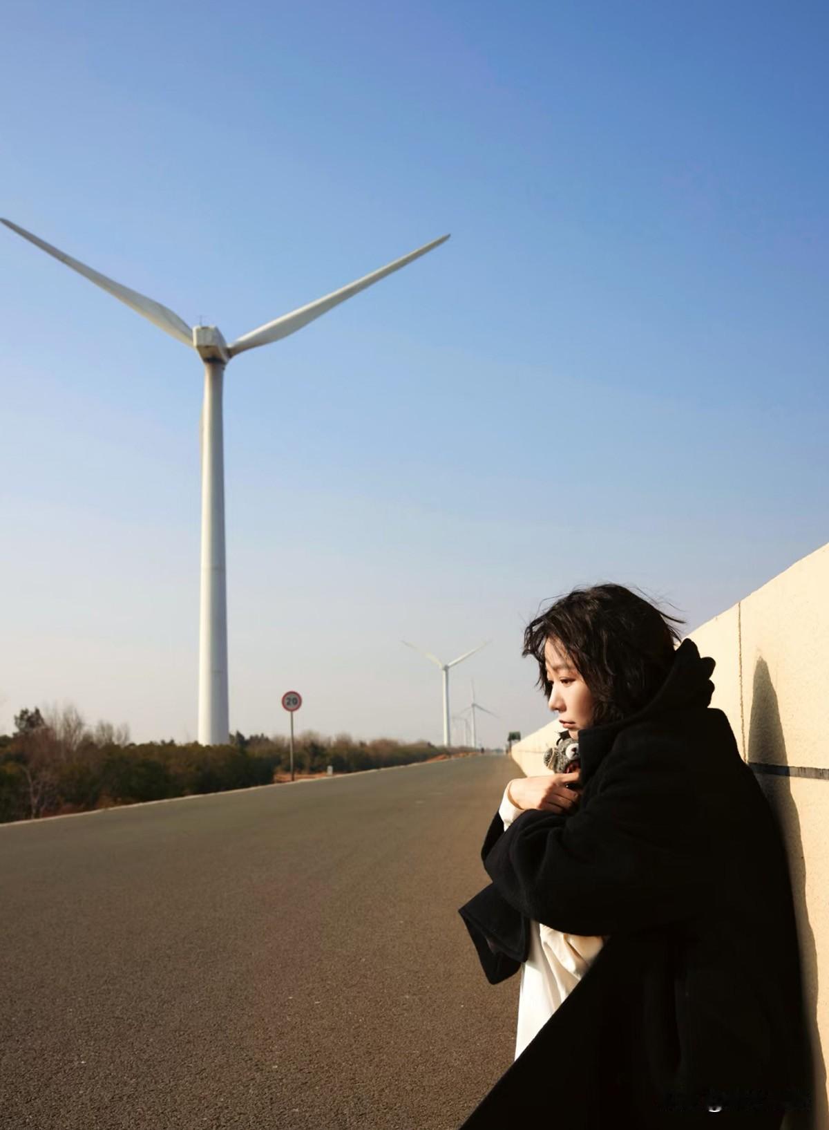 2026年1月27日，著名演员王珞丹打卡宁波的海塘风车公路，她说，宁波的风，吹得