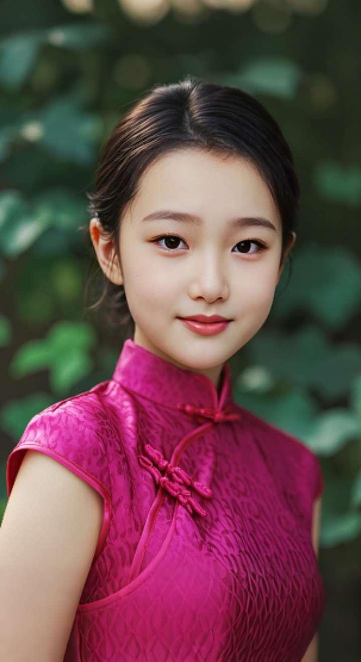 AI扩图 AI艳粉微笑