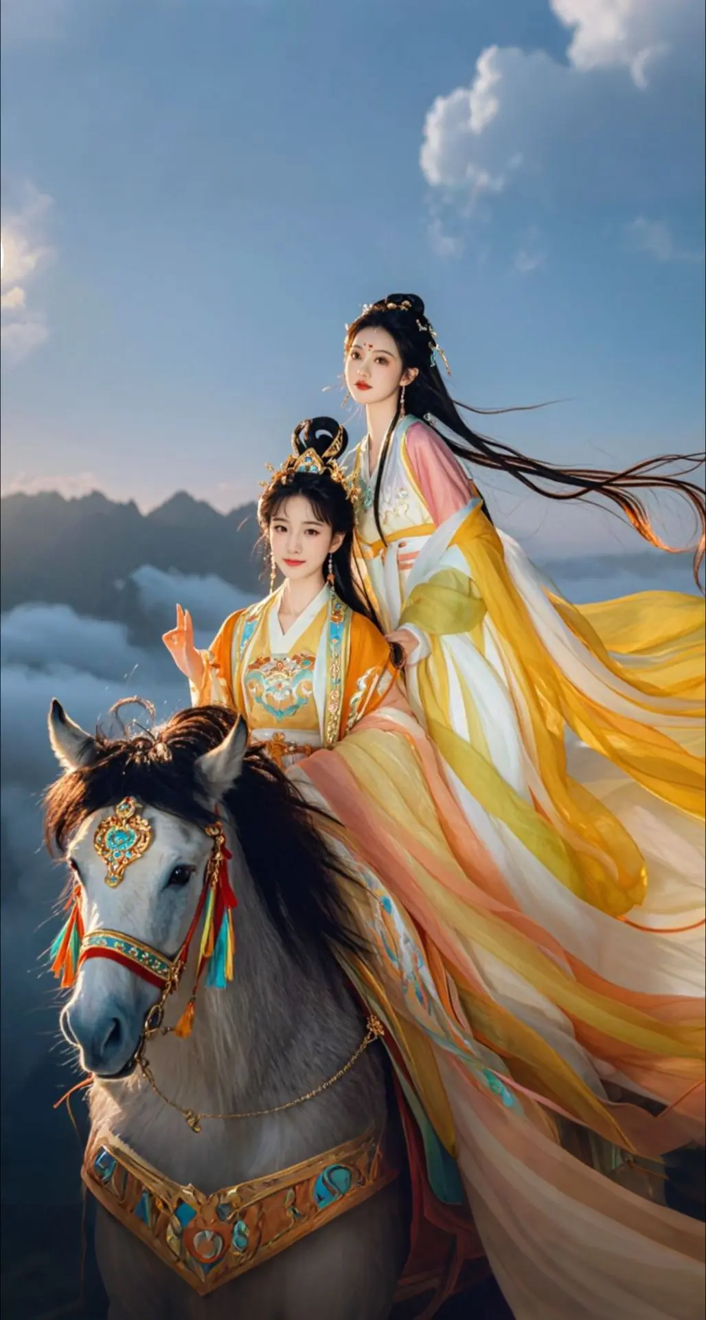 AI扩图 AI逆光神女姿