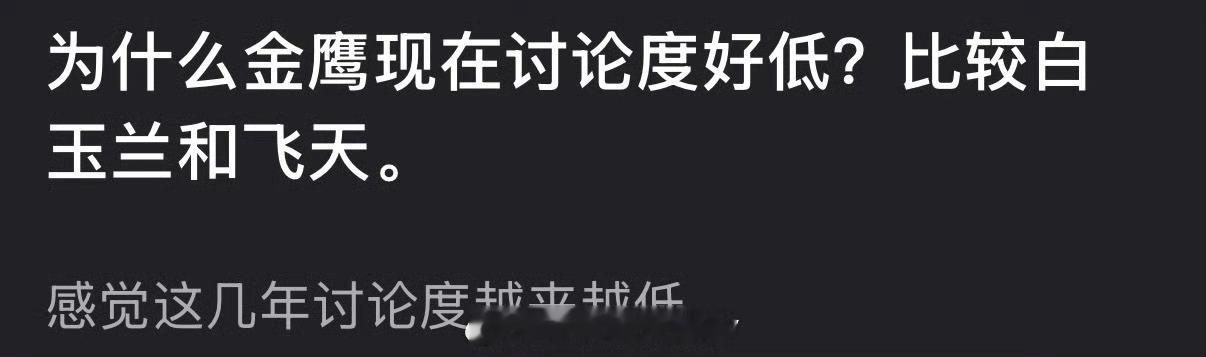 感觉金鹰和白玉兰讨论度差不多吧 