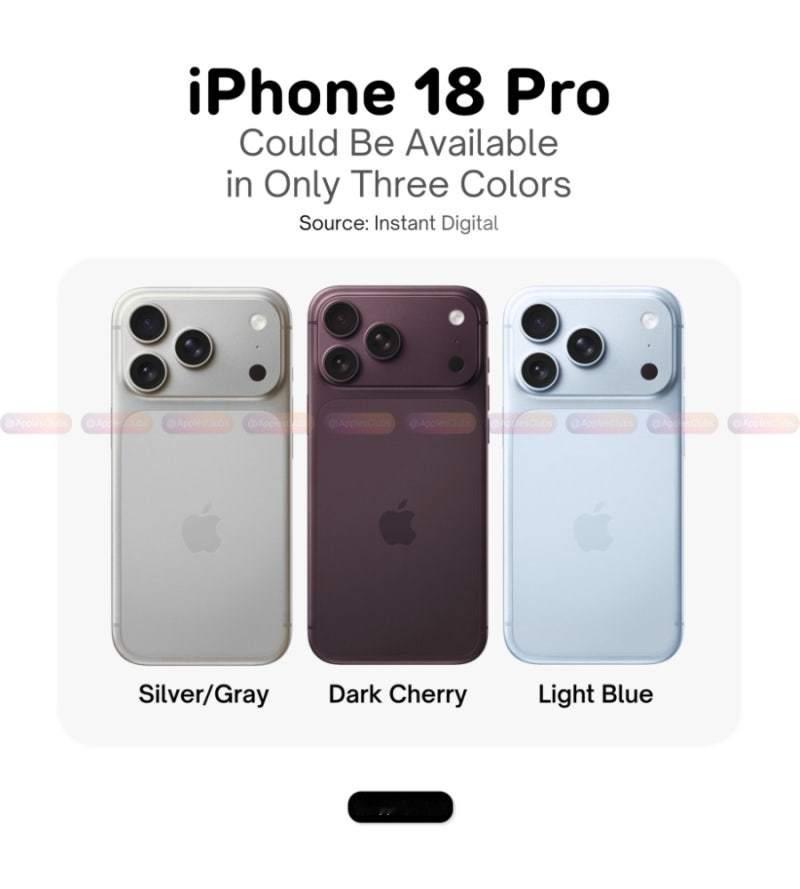 据说苹果为了降低生产成本决定对于 iPhone 18Pro 只提供三个颜色 